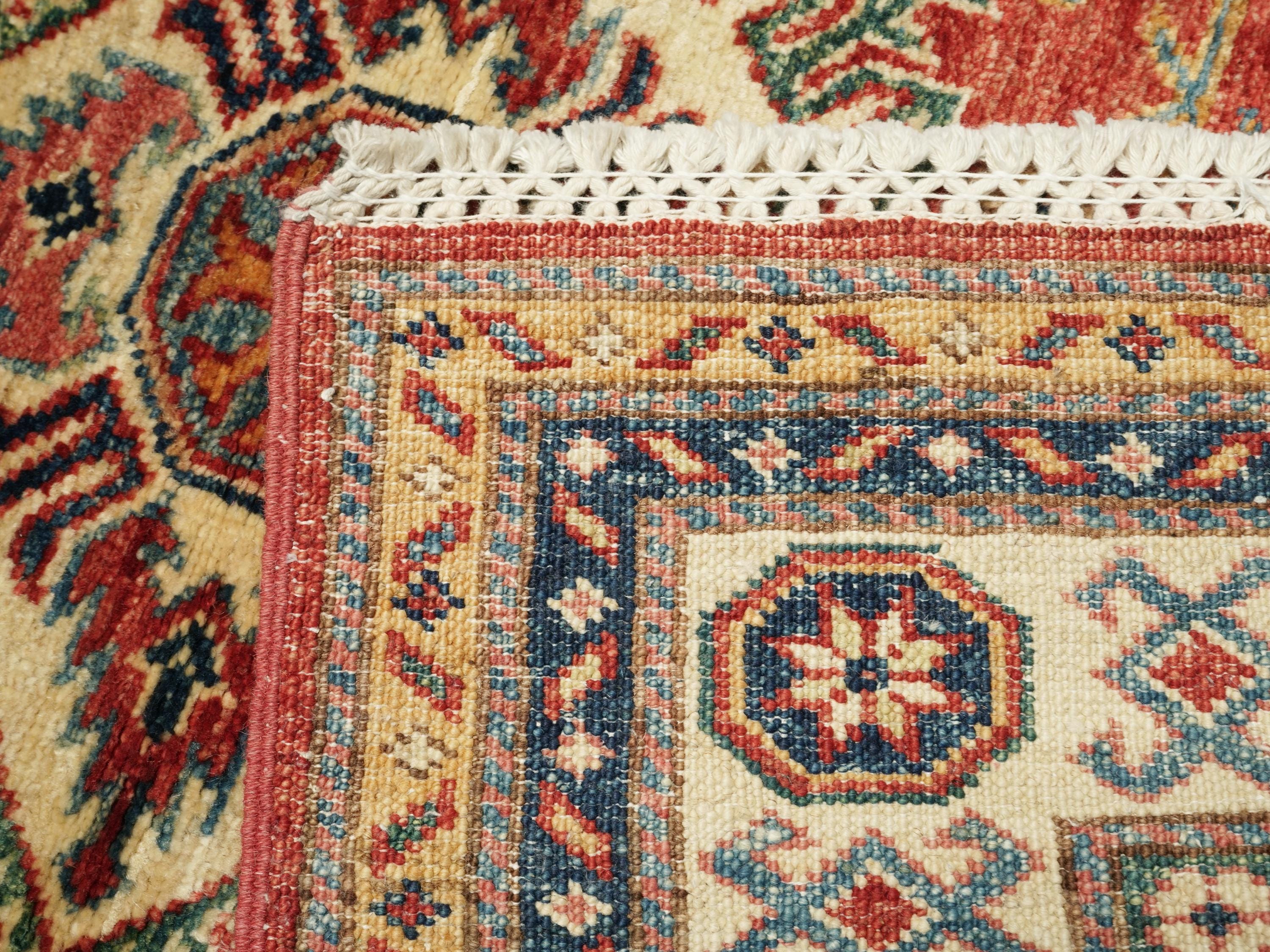 3x4 Ft Handmade Red Kazak Rug - Afghan Wool Oriental Rug