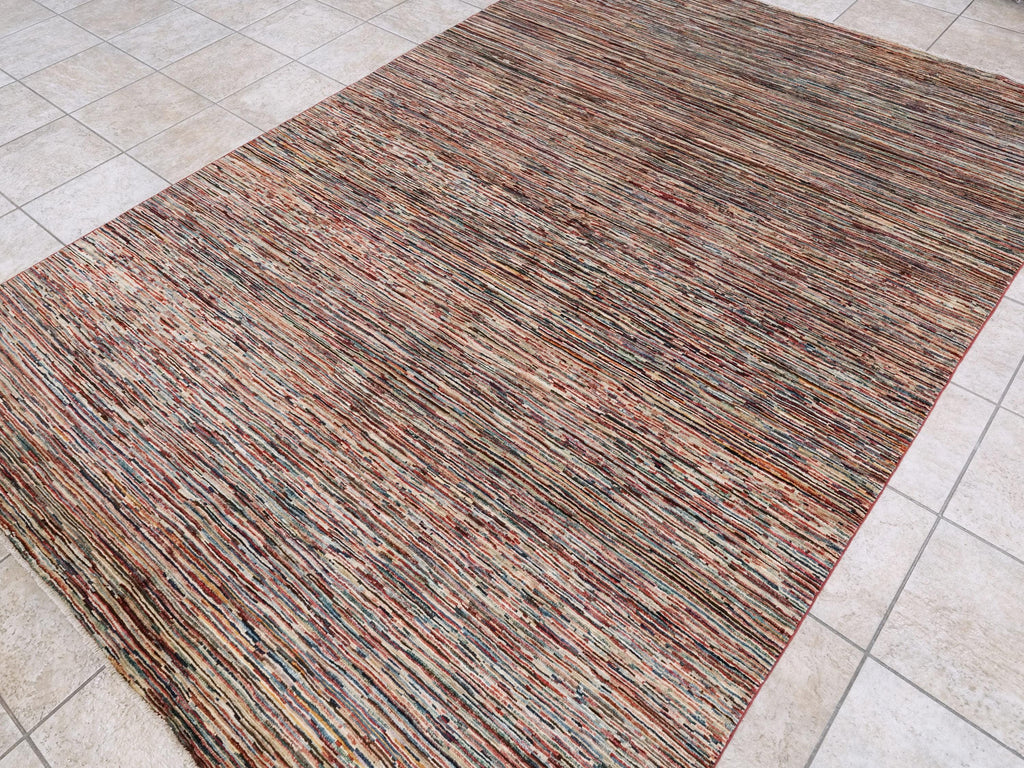 6x9 Ft Multicolor Gabbeh Rug - Afghan Wool Area Rug - Plain Design