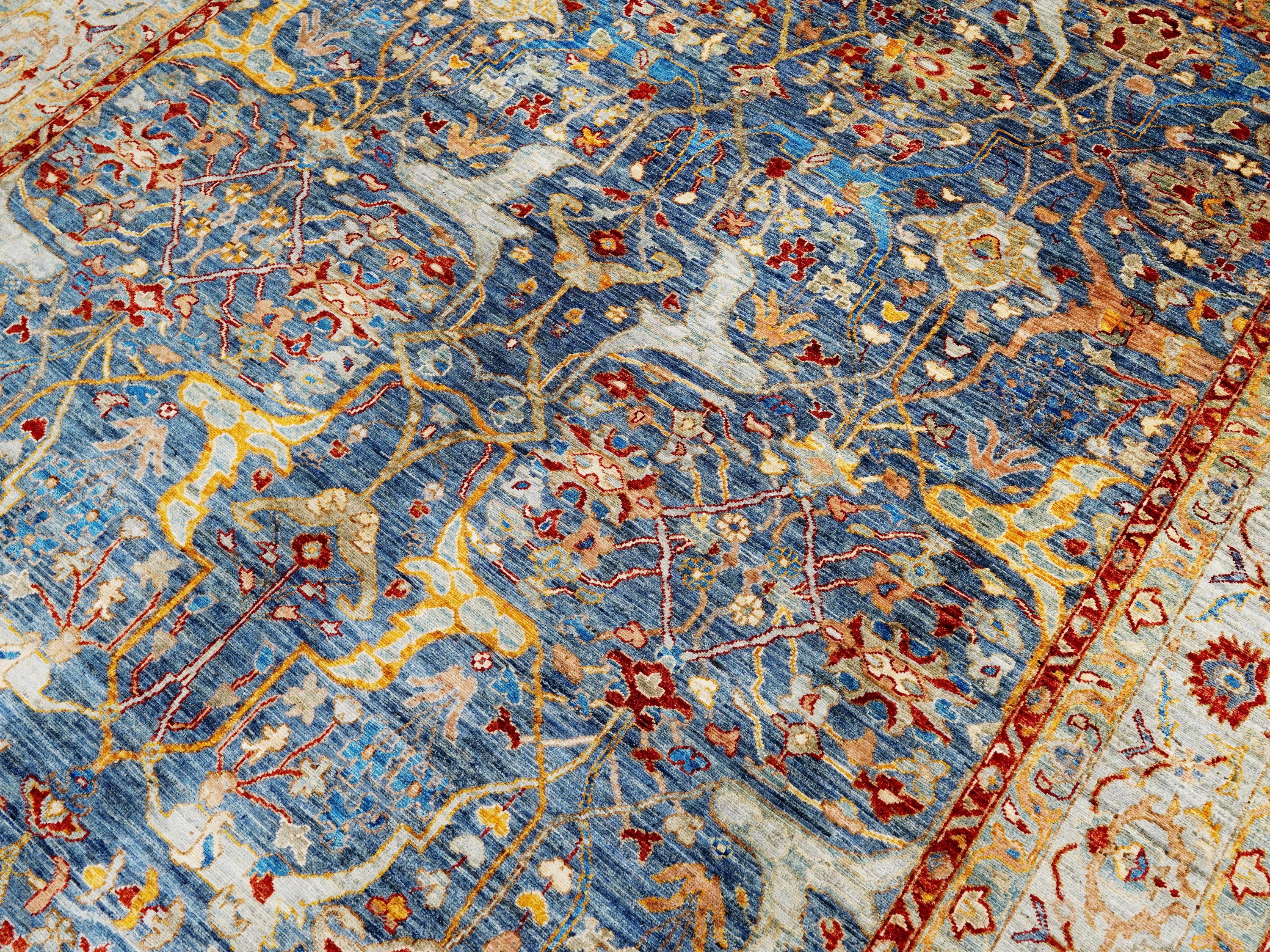 8x10 Ft Blue Bidjar Rug - Hand Knotted Wool Oriental Rug