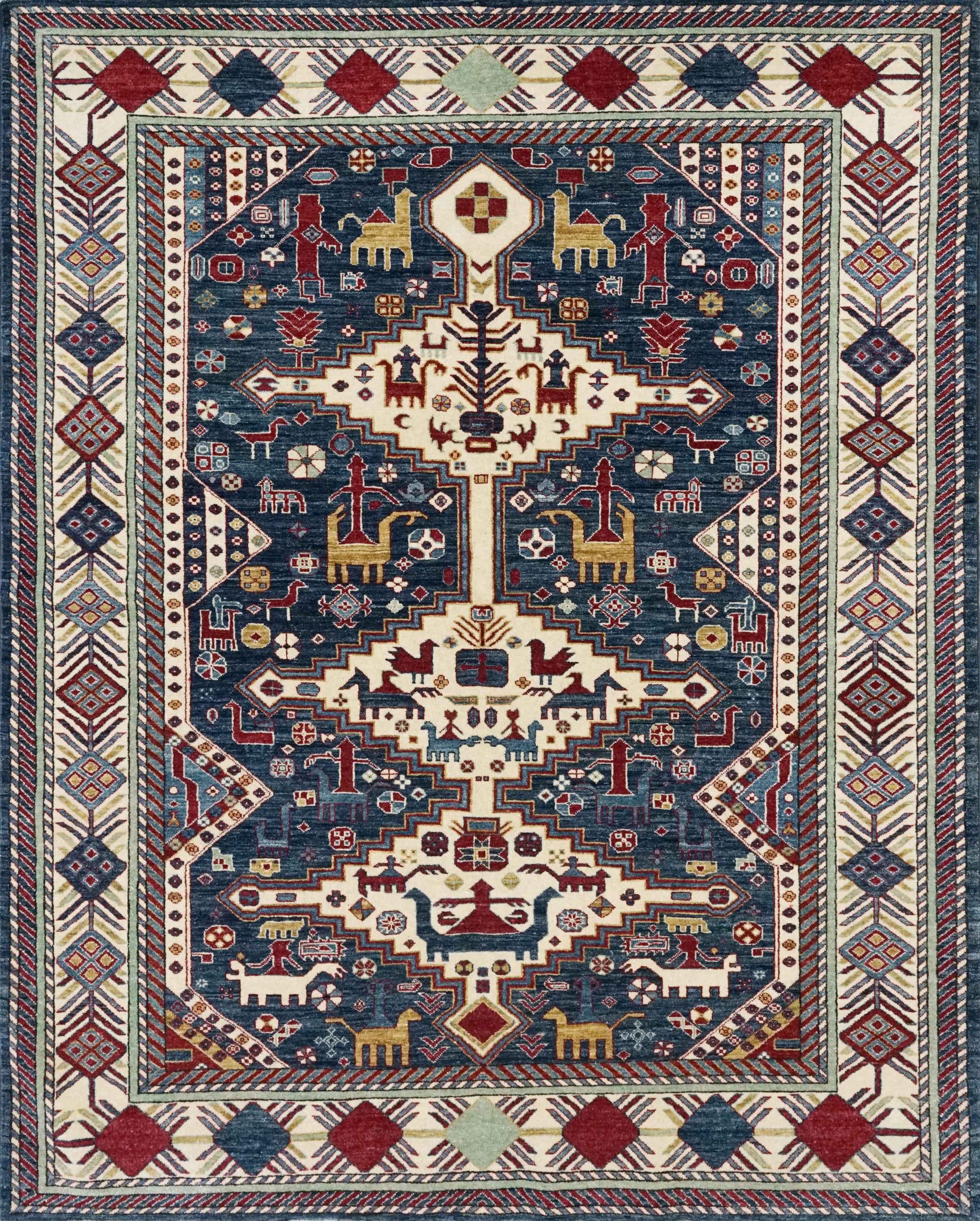 5x7 Ft Blue Bidjar Rug - Oriental Tribal Area Rug