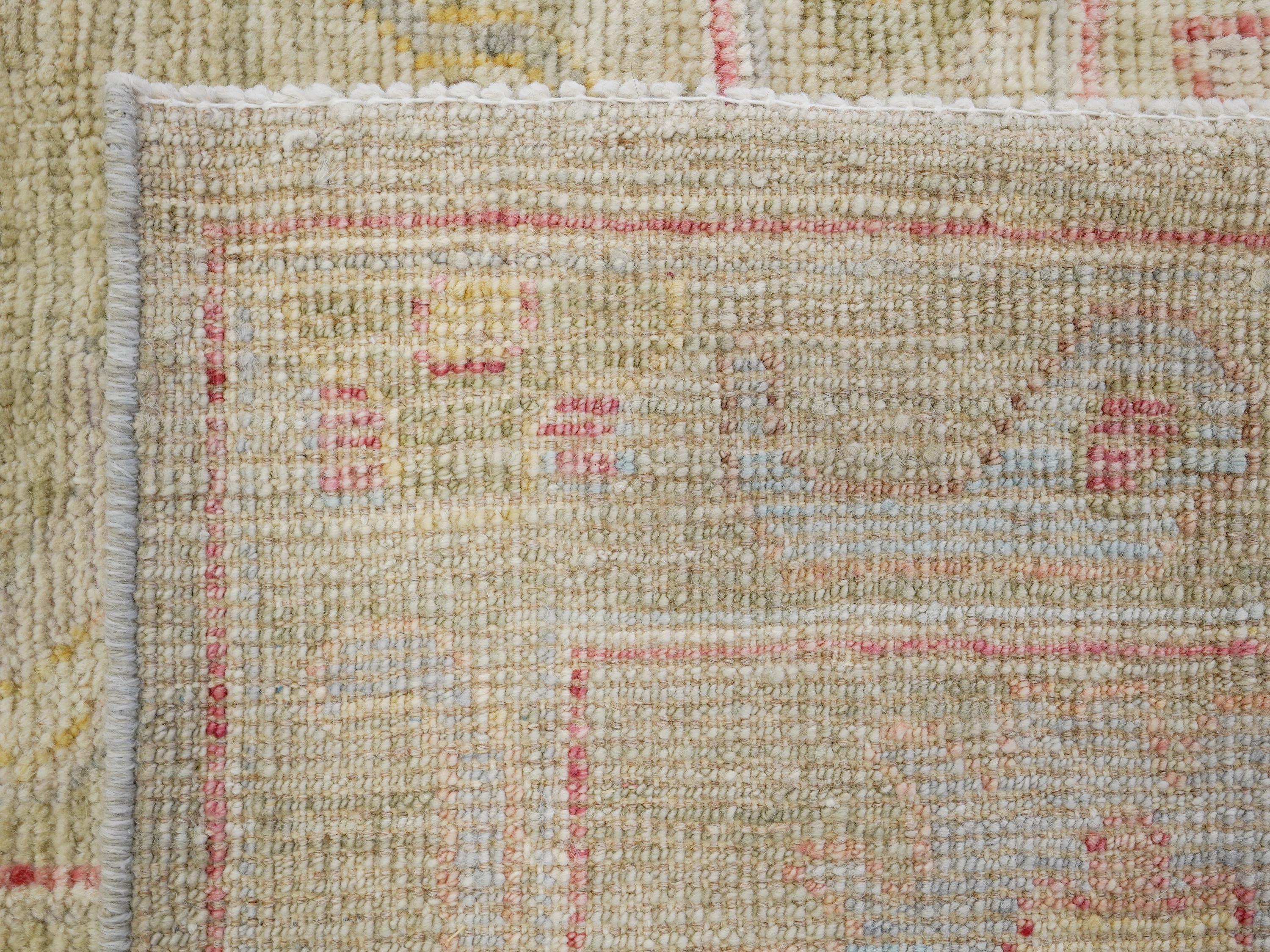8x10 Ft Light Brown Oushak Rug - Hand Knotted Oriental Rug - Floral Design