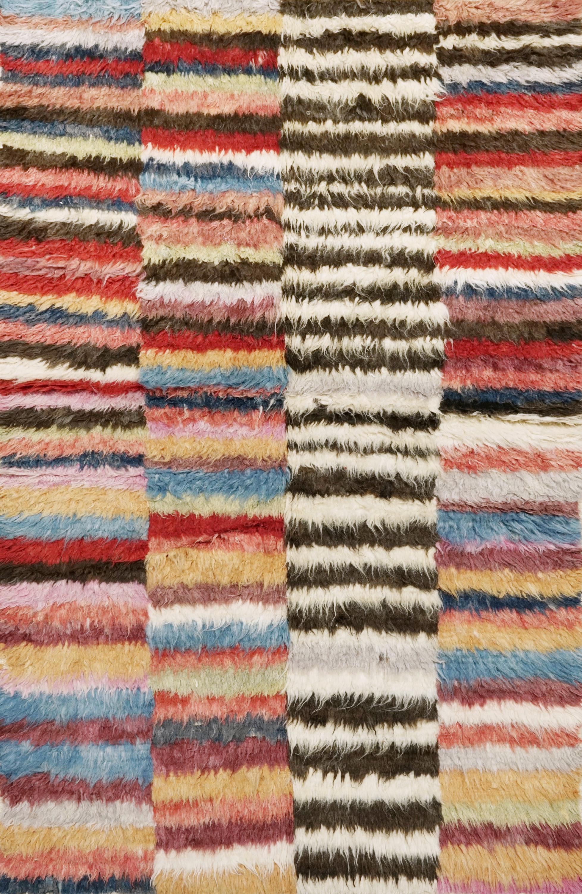 4x6 Ft Multicolor Moroccan Rug - Hand Knotted Shaggy Rug