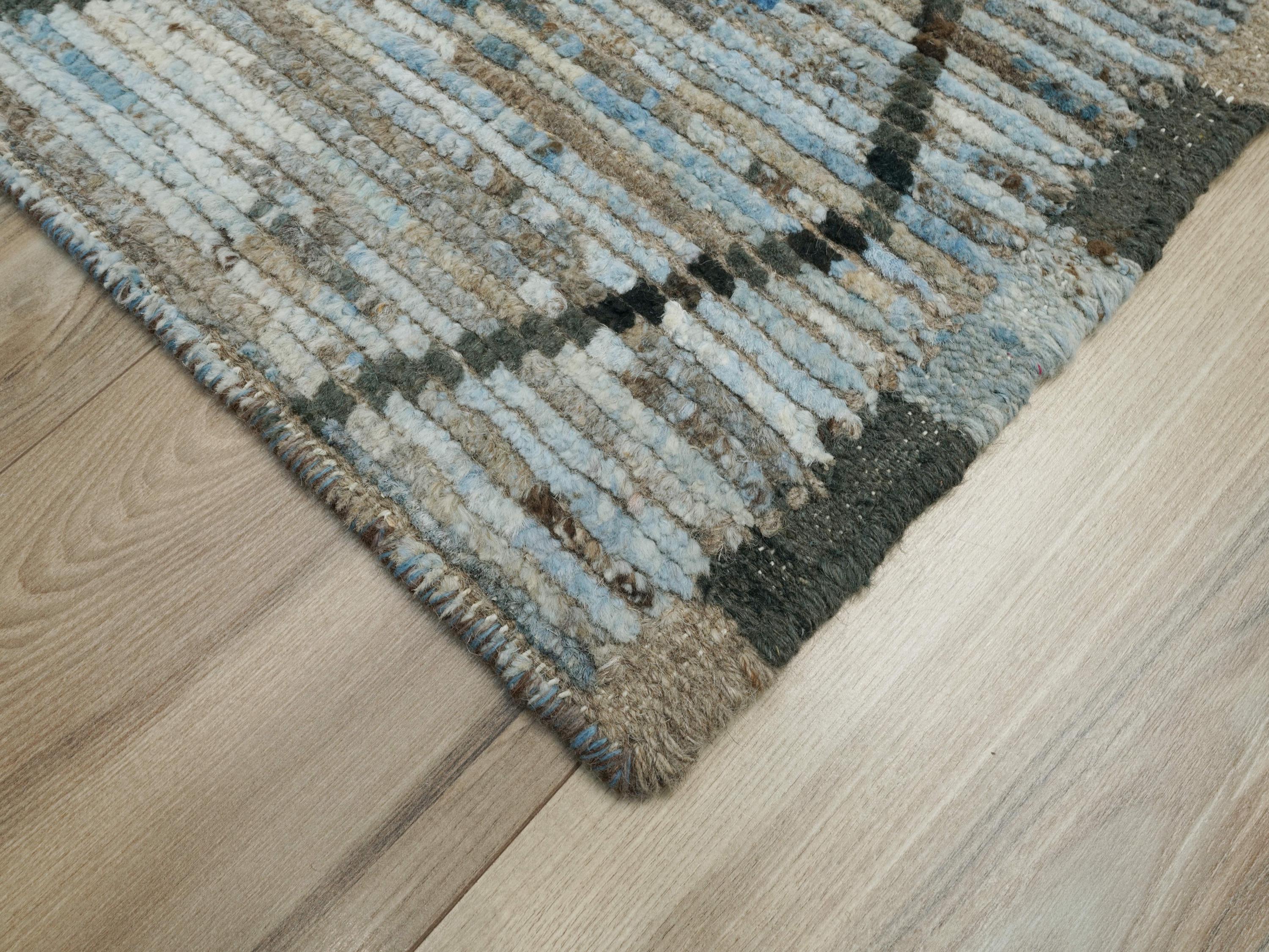 3x5 Ft Blue Moroccan Rug - Hand Knotted Area Rug
