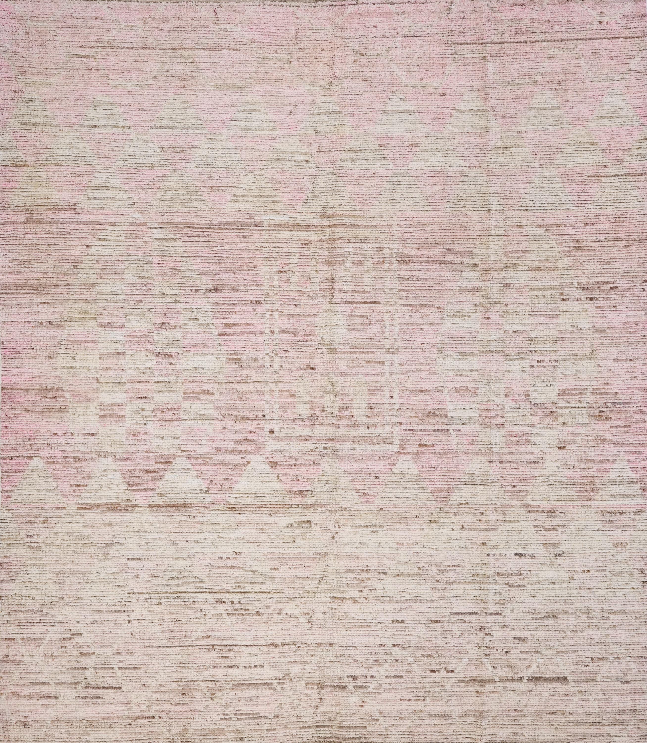 8x10 Ft Pink Moroccan Rug - Hand Knotted Wool Area Rug