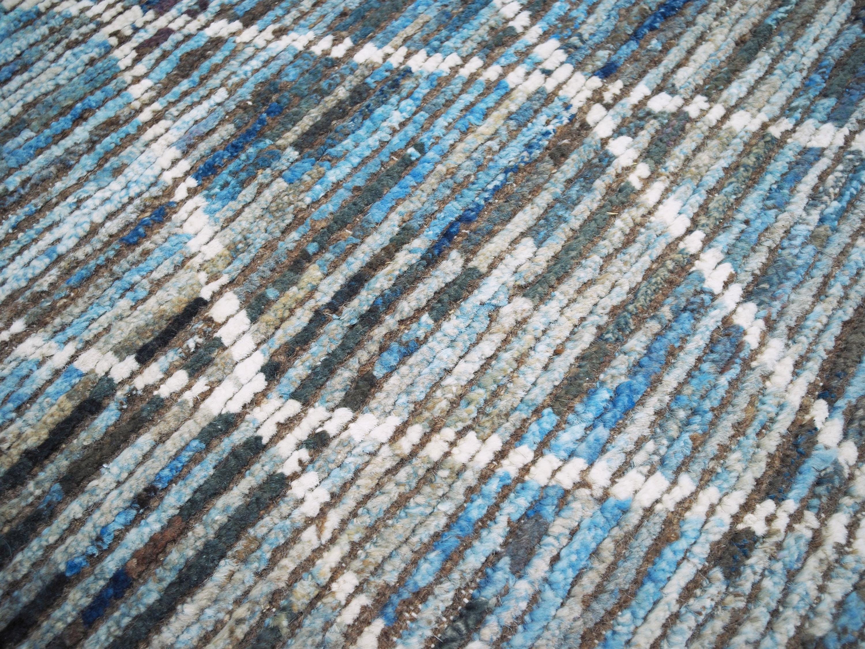 4x6 Ft Hand Knotted Blue Moroccan Rug - Small Wool Rug