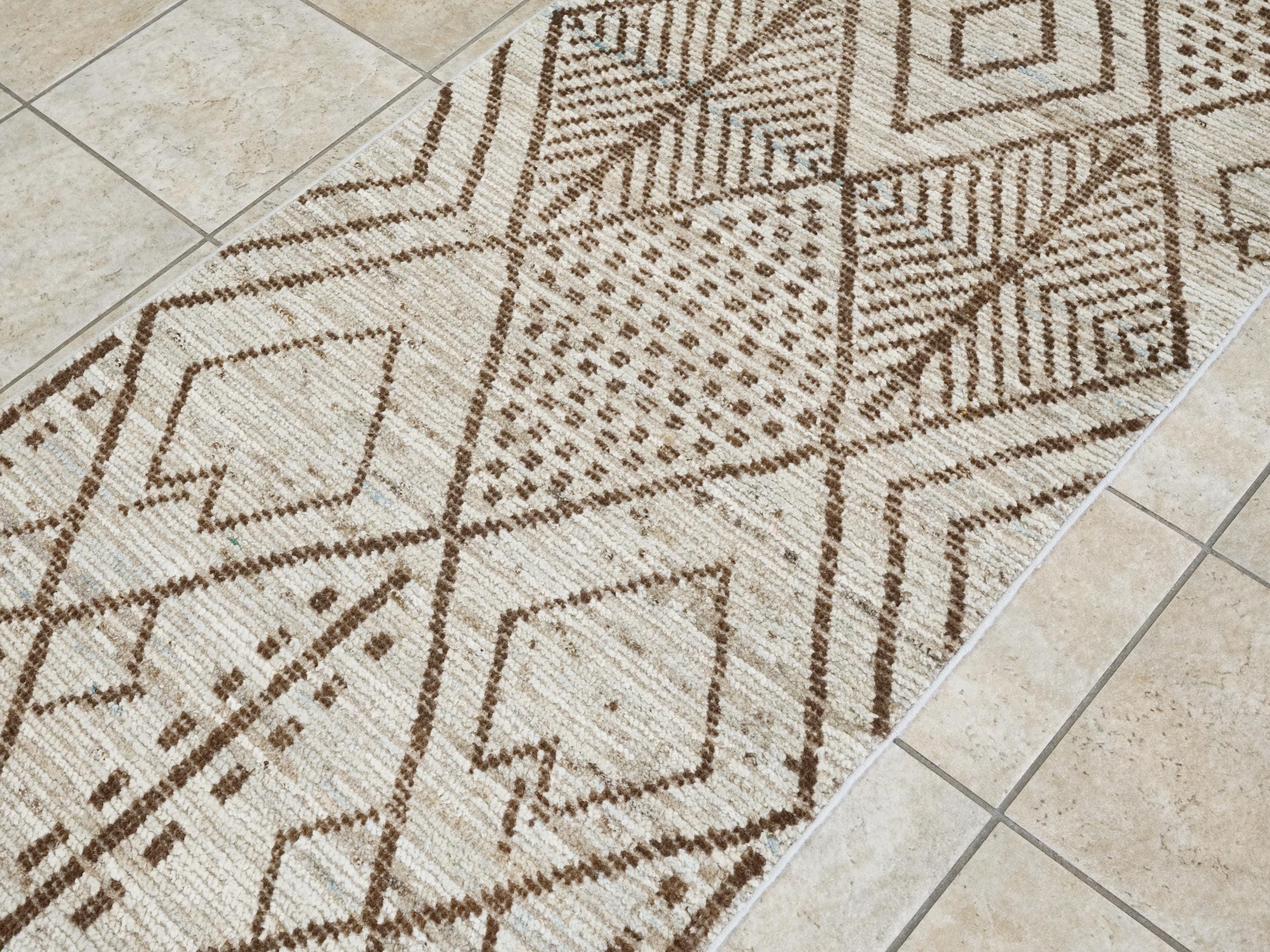 16 Ft Light Blue Moroccan Runner Rug - Hand Knotted Wool Rug