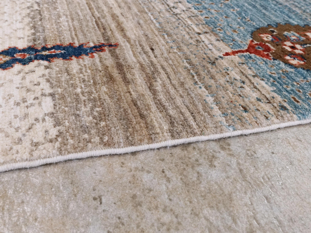 6x9 Ft Beige Landscape Rug - Hand Knotted Oriental Rug
