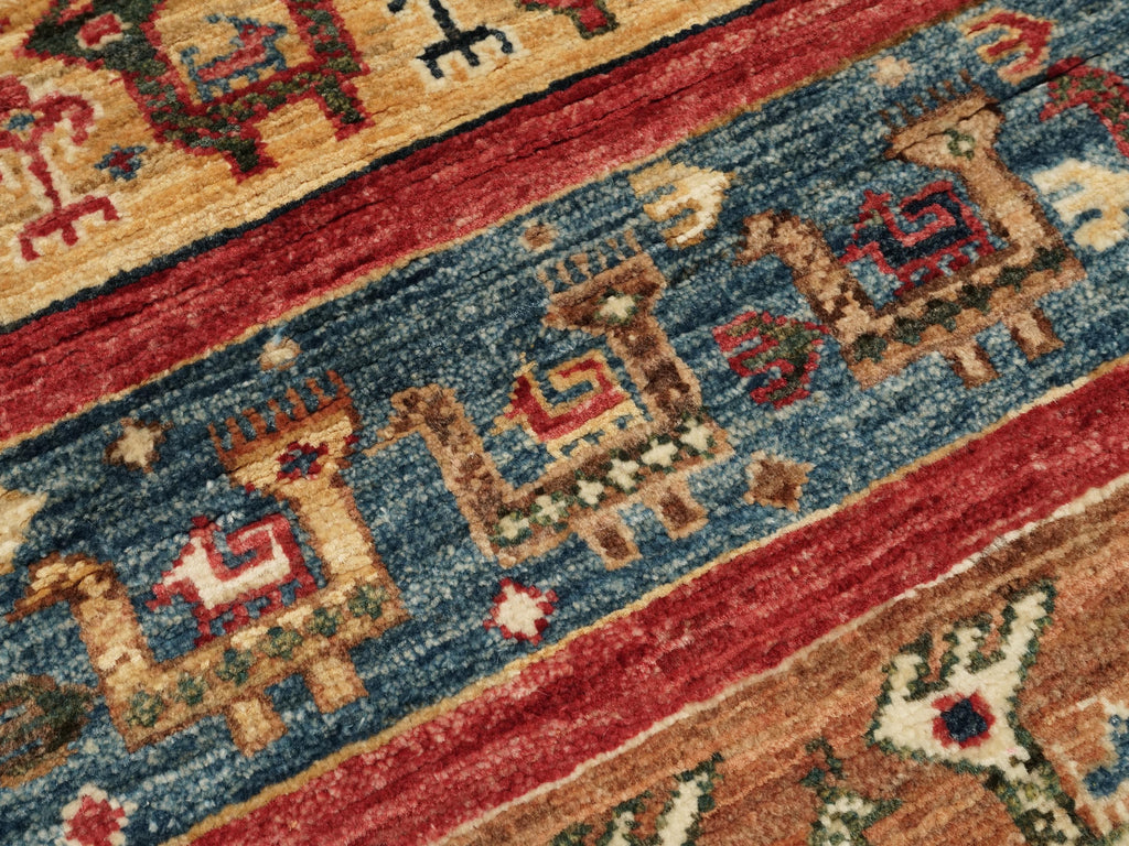 3x5 Ft Orange Heriz Rug - Afghan Wool Animal Rug