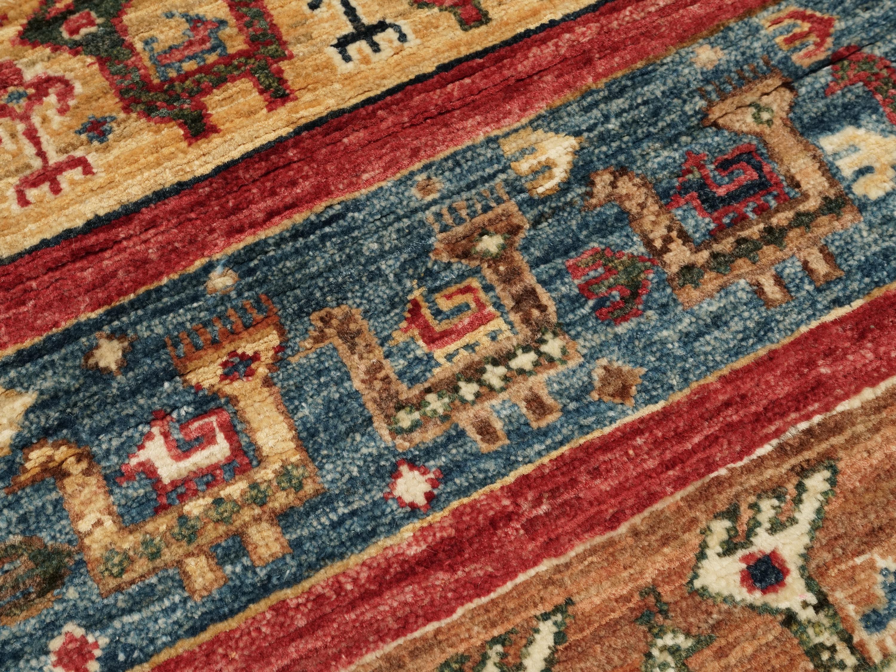 3x5 Ft Orange Heriz Rug - Afghan Wool Animal Rug