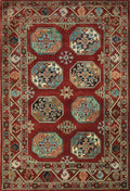 3x5 Ft Red Ersari Rug - Hand Knotted Oriental Wool Rug