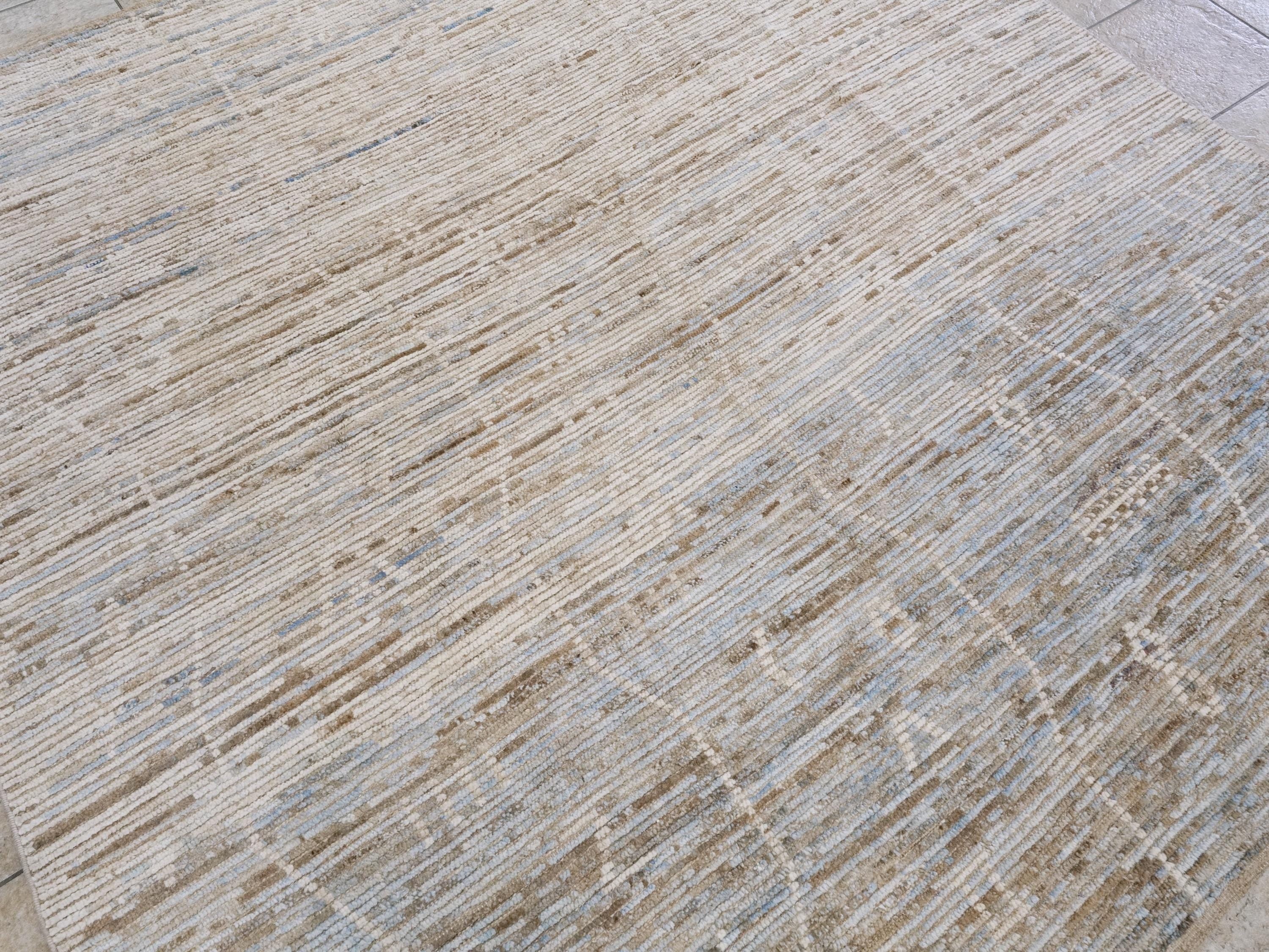 8x8 Ft Light Blue Moroccan Rug - Handmade Wool Area Rug