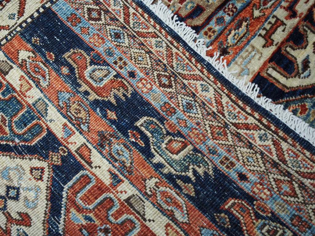 10 Ft Blue Heriz Runner Rug - Afghan Wool Hallway Rug