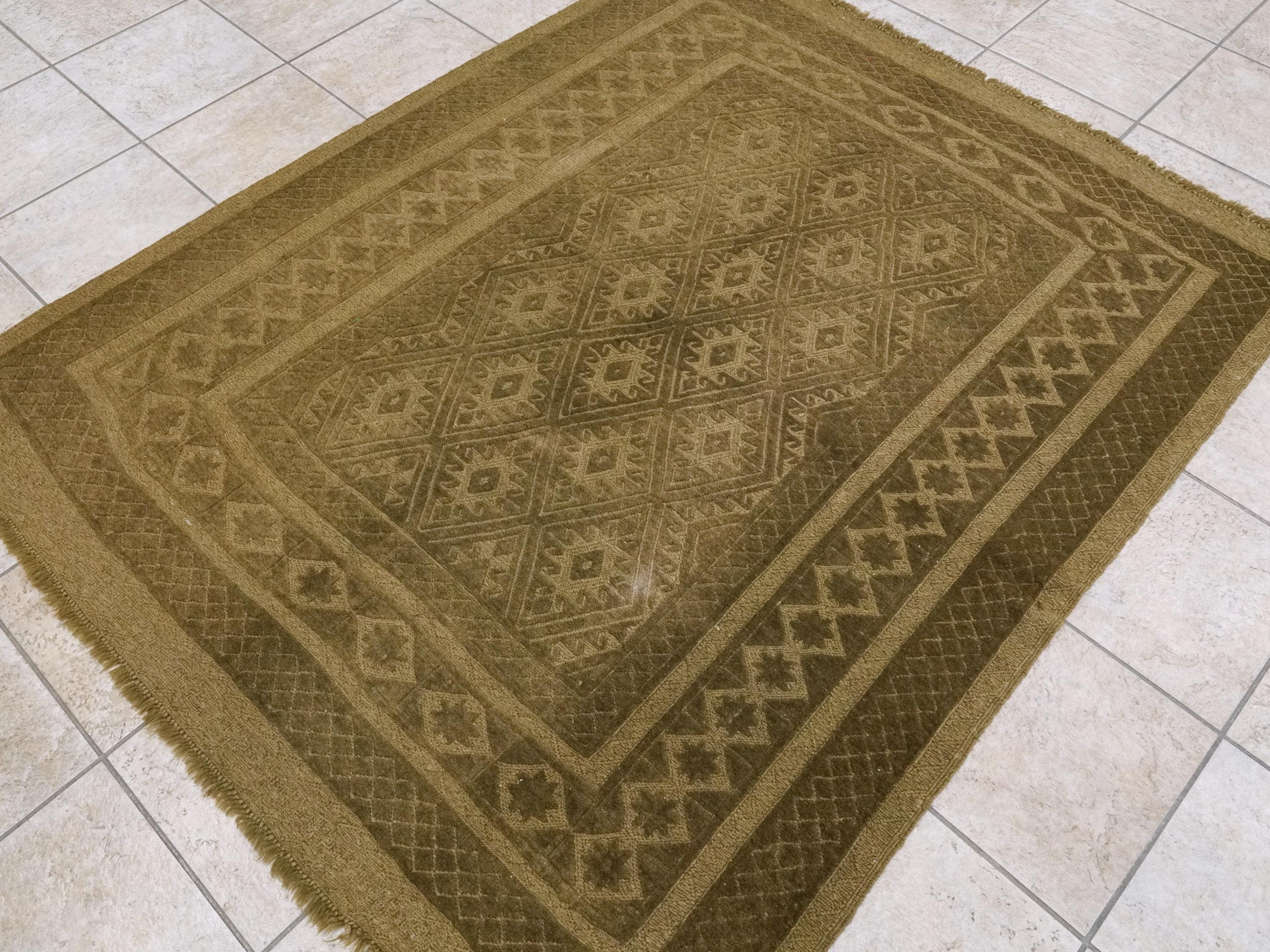 5x6 FT Vintage Green Tribal Kilim Rug - Hand Knotted Wool Area Rug