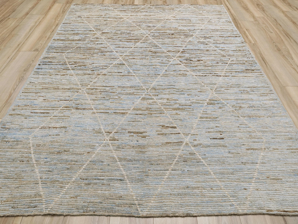 6x9 Ft Light Blue Moroccan Rug - Afghan Handmade Wool Rug