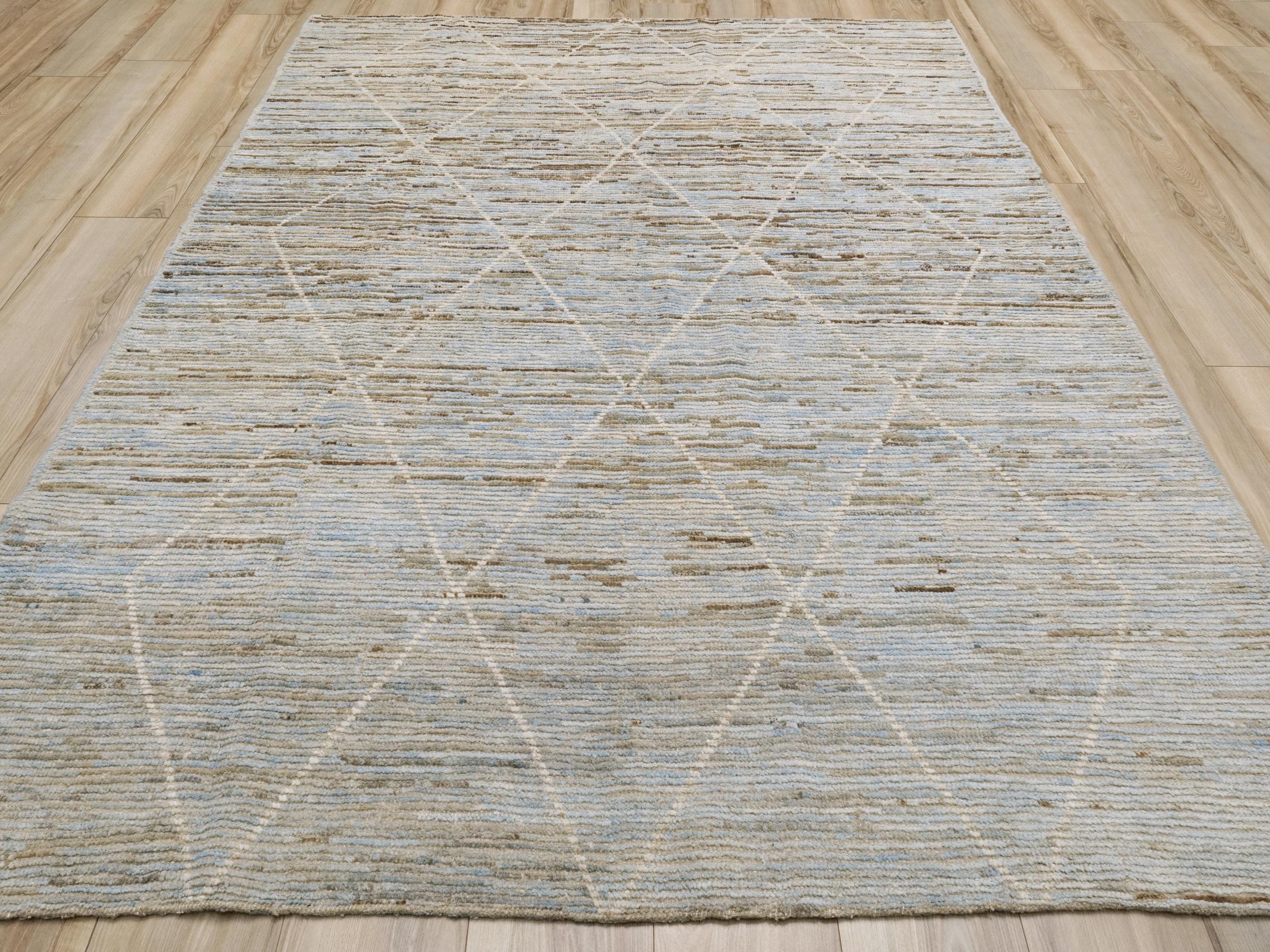 6x9 Ft Light Blue Moroccan Rug - Afghan Handmade Wool Rug