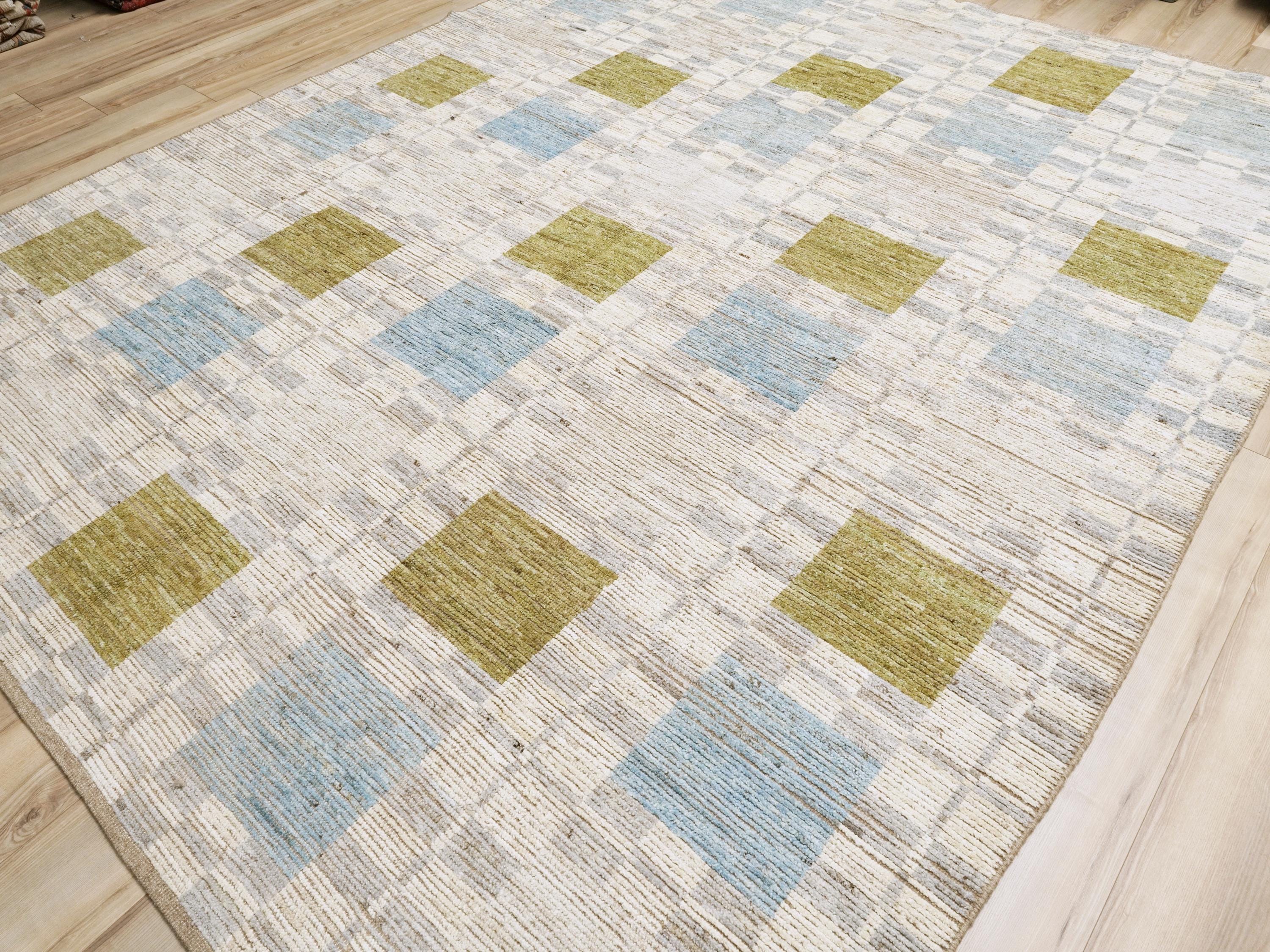 9x12 Ft Blue & Green Moroccan Rug - Afghan Wool Area Rug