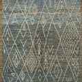 7x7 Ft Blue Moroccan Rug - Afghan Hand Knotted Square Rug