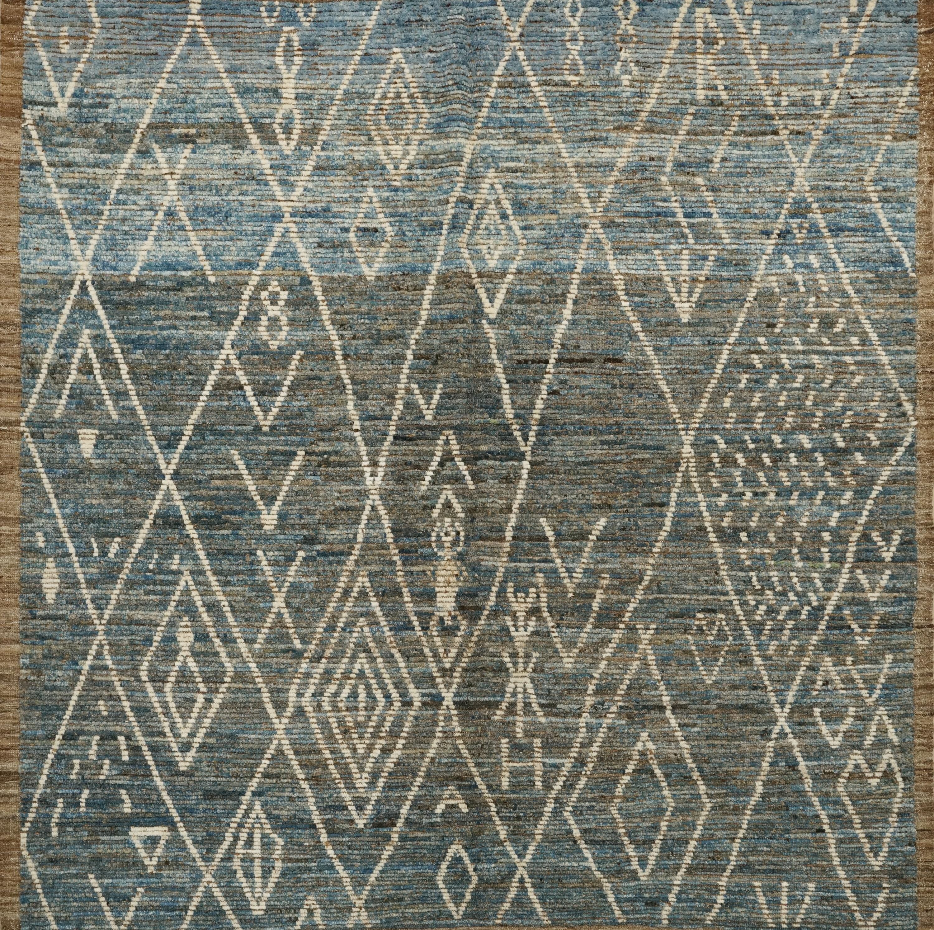 7x7 Ft Blue Moroccan Rug - Afghan Hand Knotted Square Rug