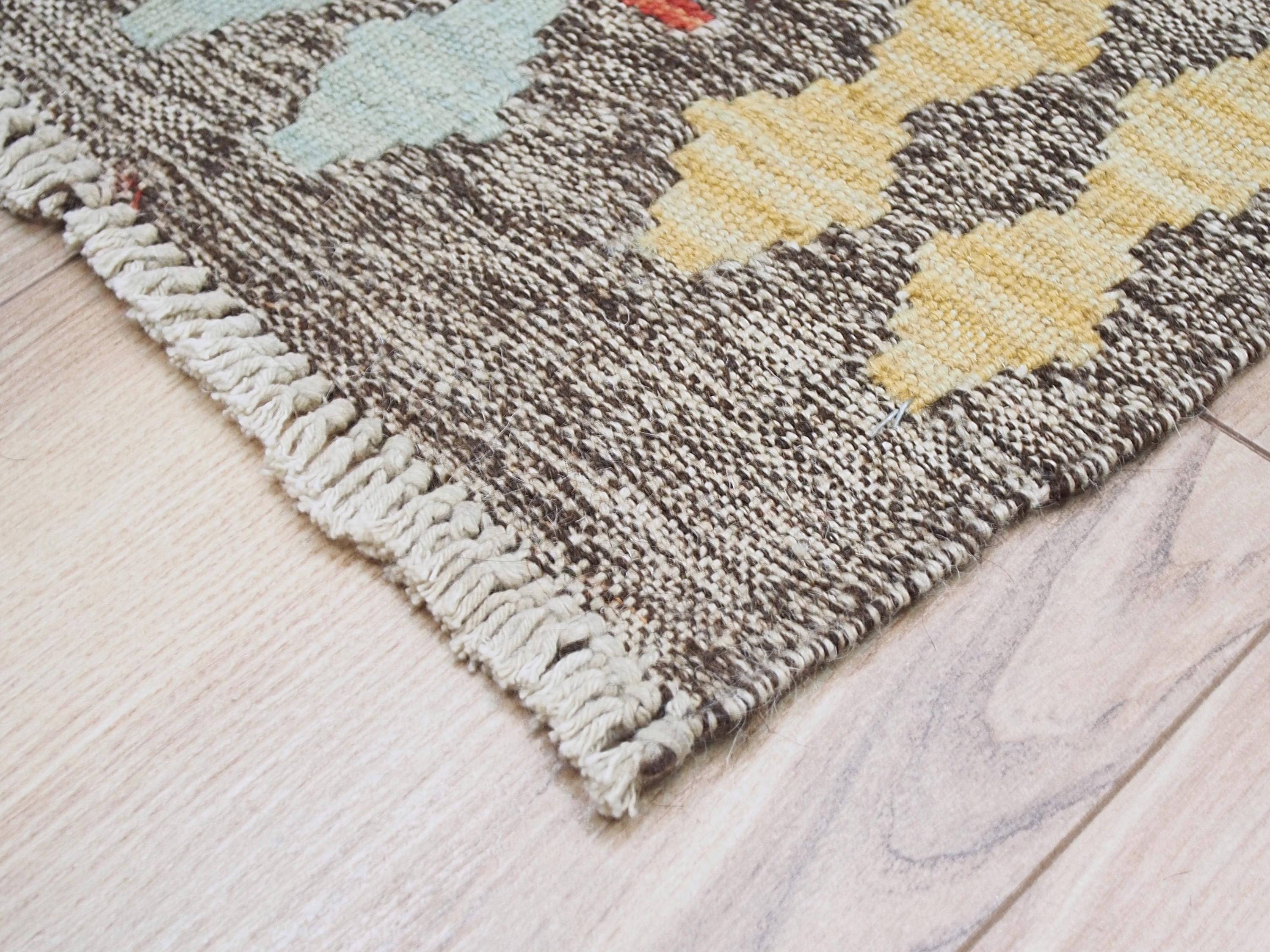 5x6 Ft Cyan Tribal Kilim Rug - Flat Weave Scandinavian Rug