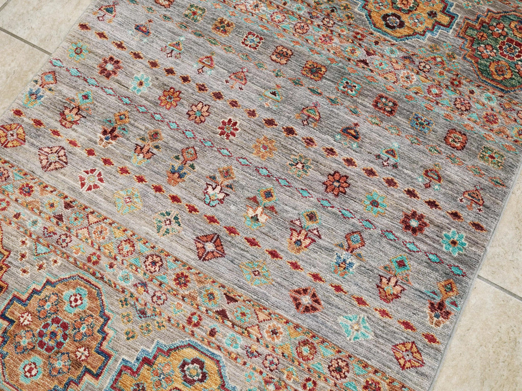 3x5 Ft Gray Khorjin Rug - Hand Knotted Wool Oriental Rug