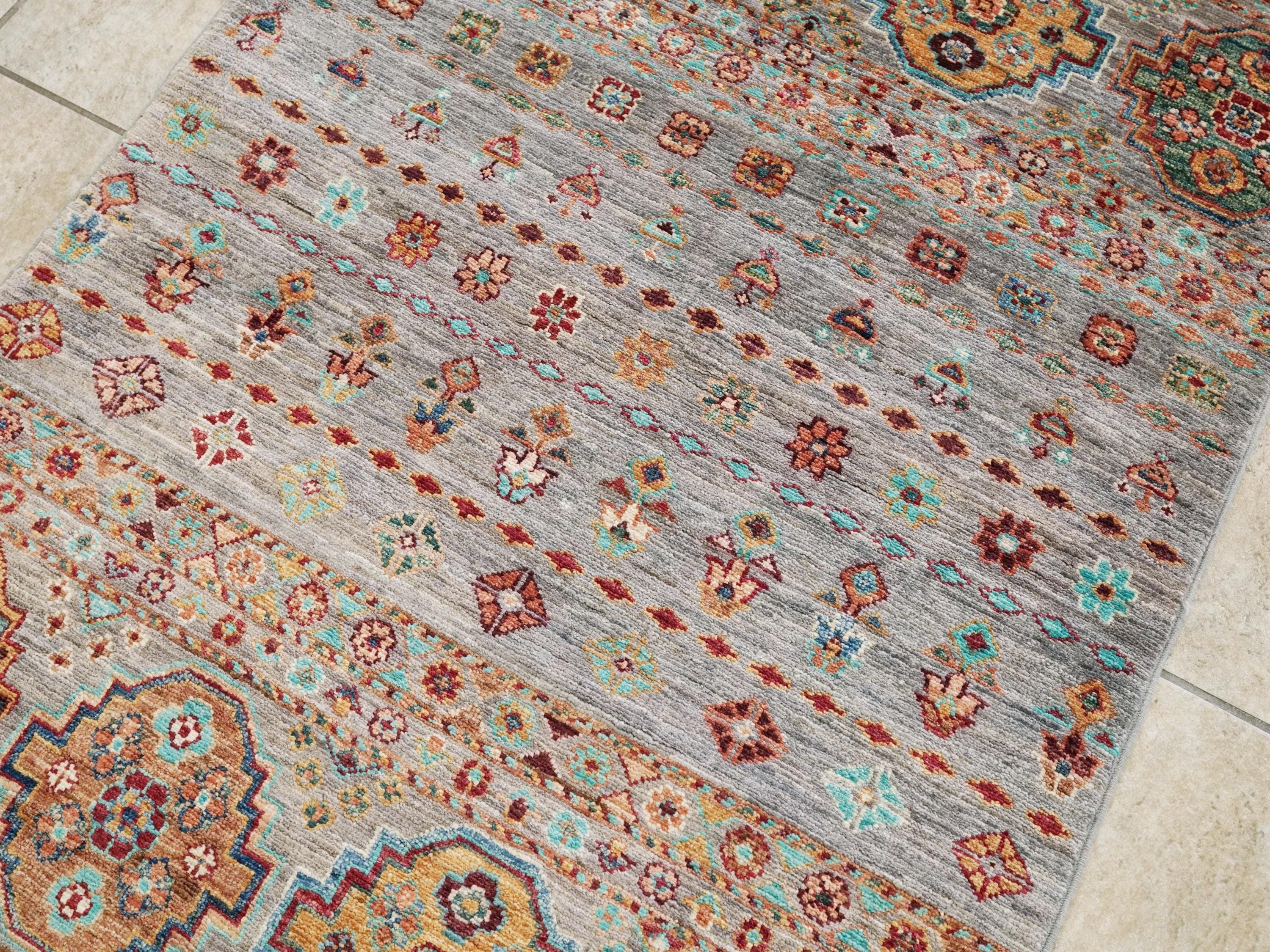 3x5 Ft Gray Khorjin Rug - Hand Knotted Wool Oriental Rug