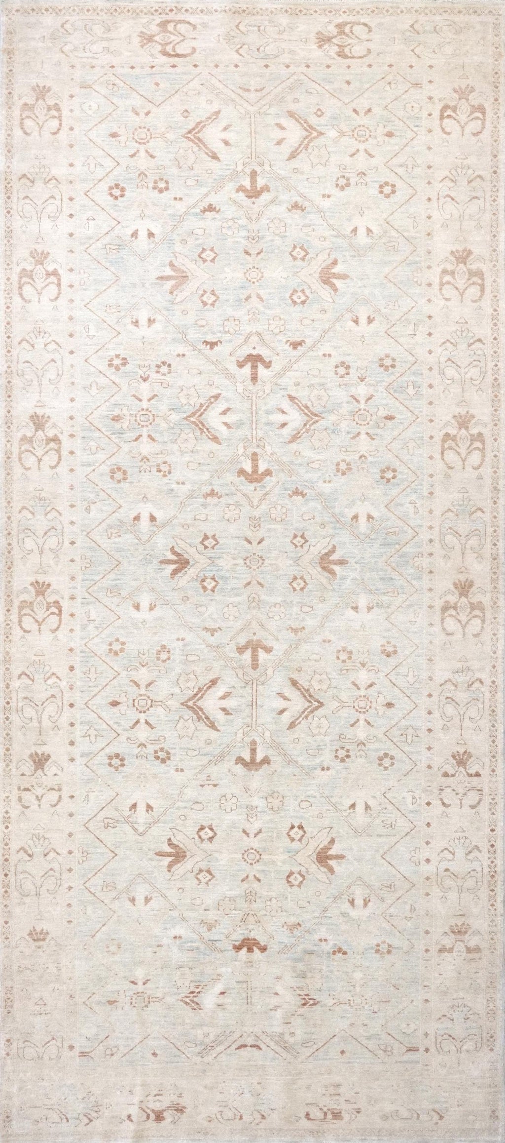 5x12 Ft White Serapi Runner Rug - Afghan Handmade Wool Hallway Rug