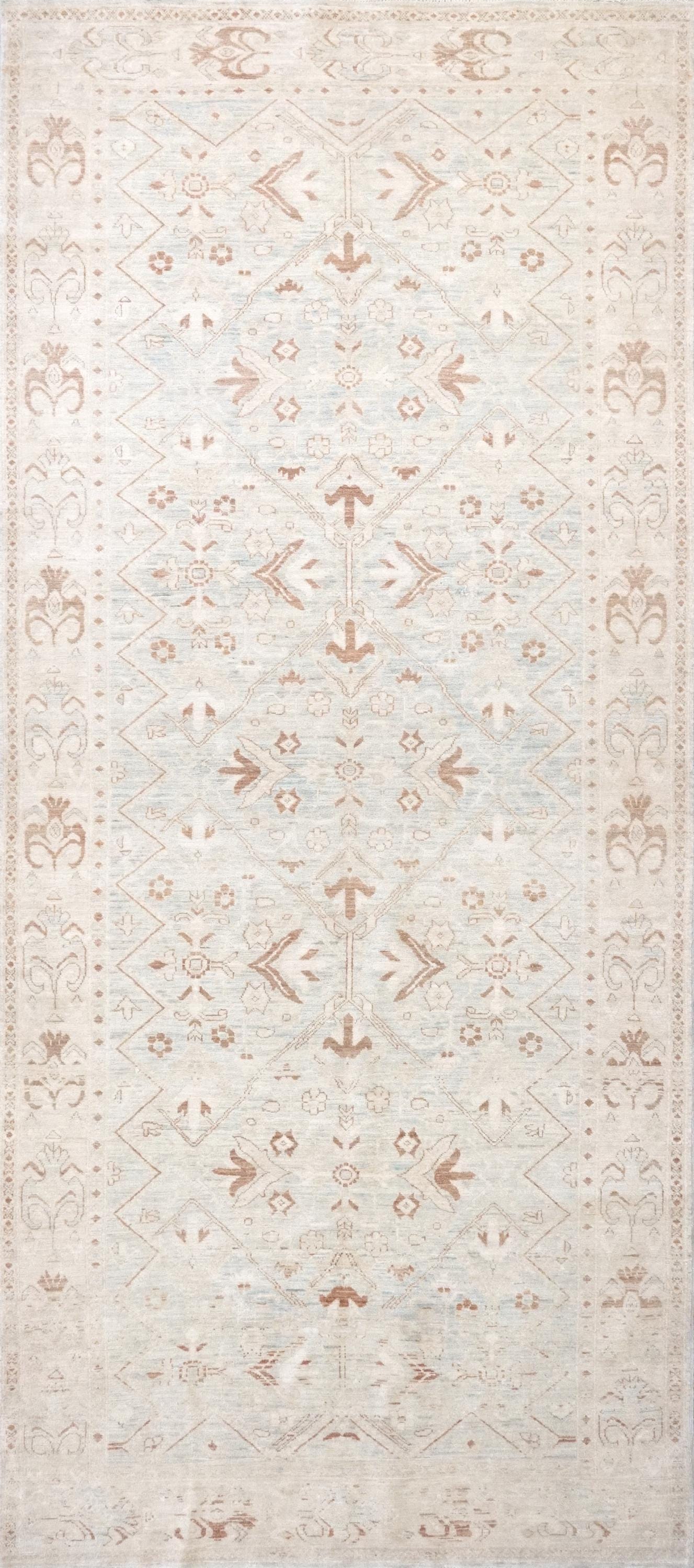5x12 Ft White Serapi Runner Rug - Afghan Handmade Wool Hallway Rug