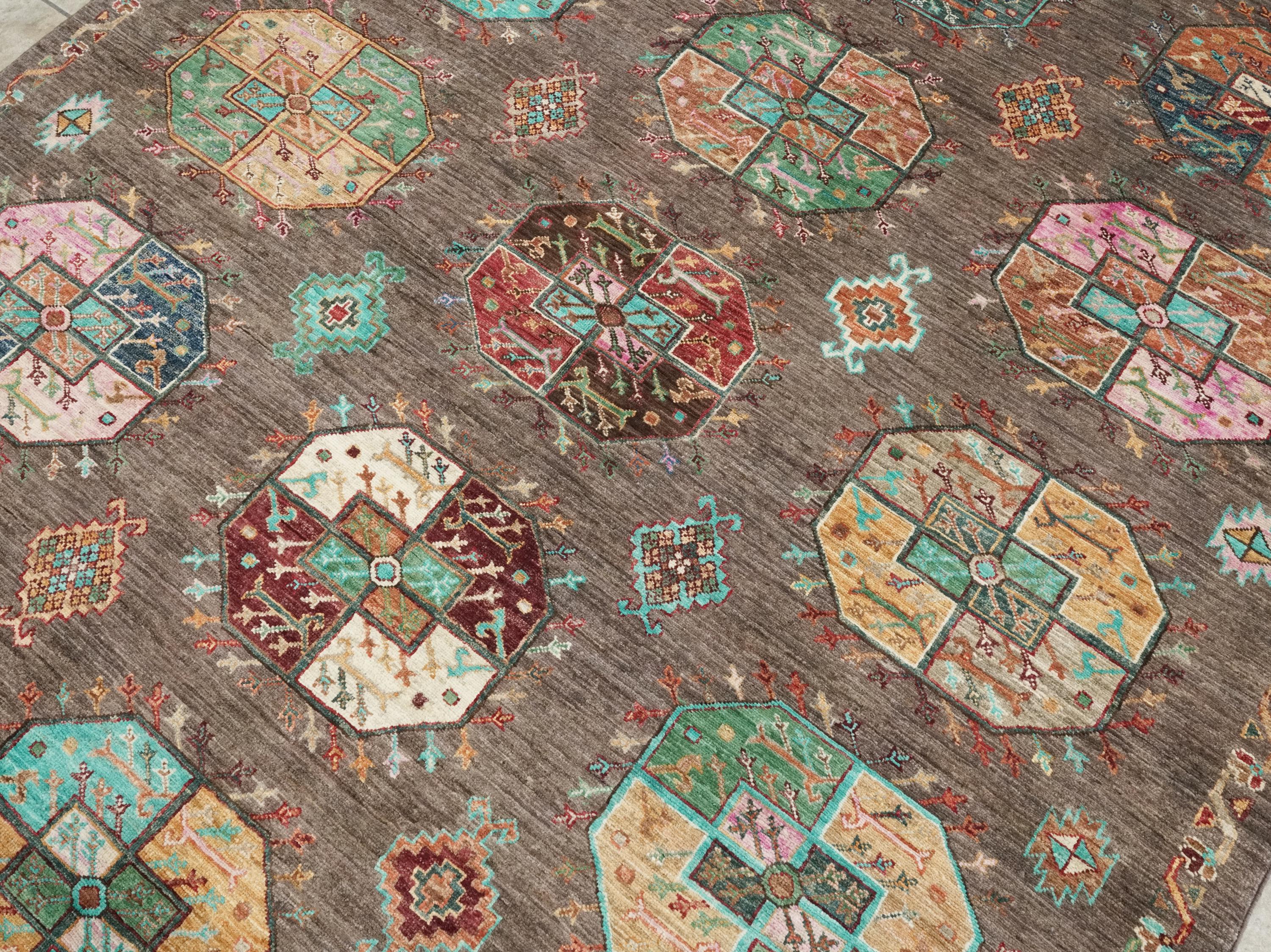 6x8 Ft Hand Knotted Ersari Rug - Brown Afghan Wool Rug