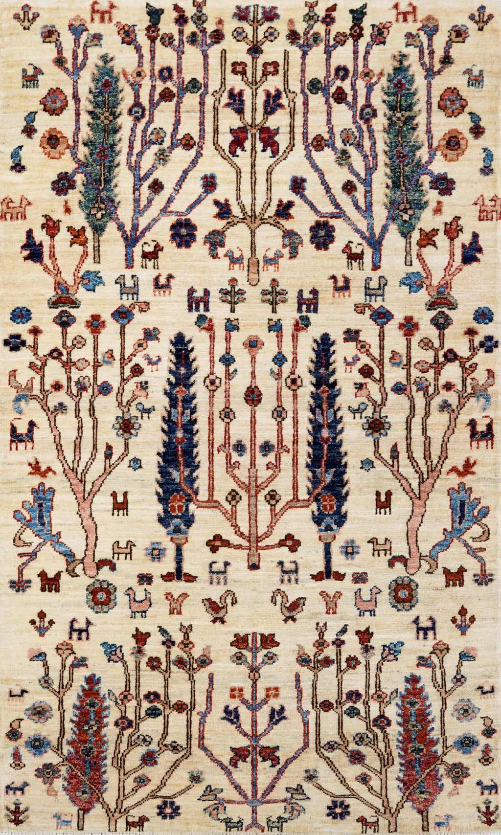 3x5 Ft Beige Serapi Rug - Handmade Afghan Rug - Floral Design
