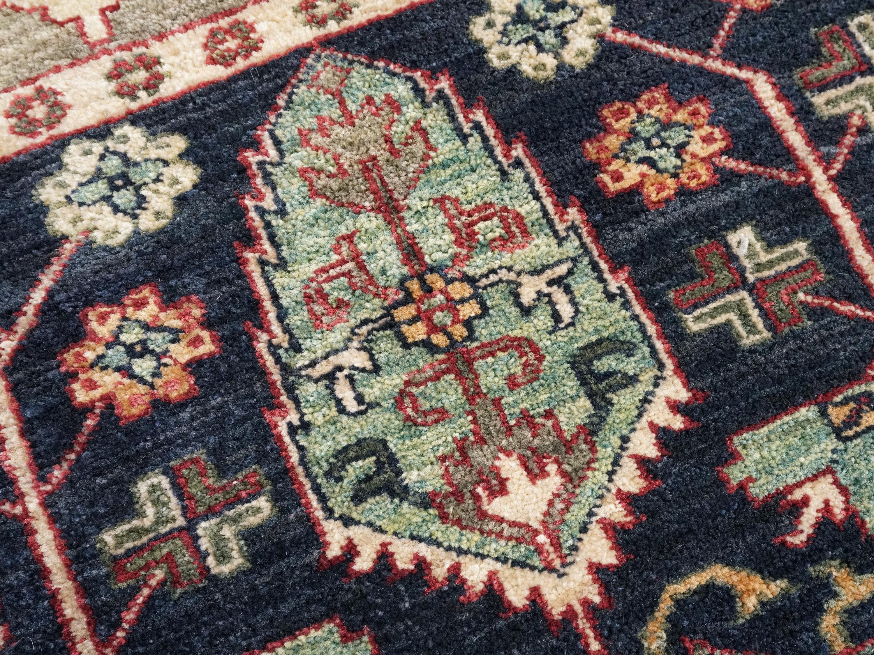 2x3 Ft Hand Knotted Dark Blue Bidjar Rug - Persian Accent Rug