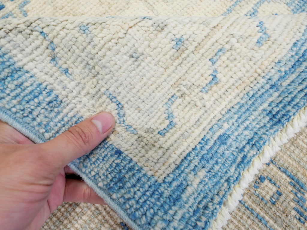 10x14 Ft Muted Blue Ushak Rug - Hand Knotted Wool Area Rug