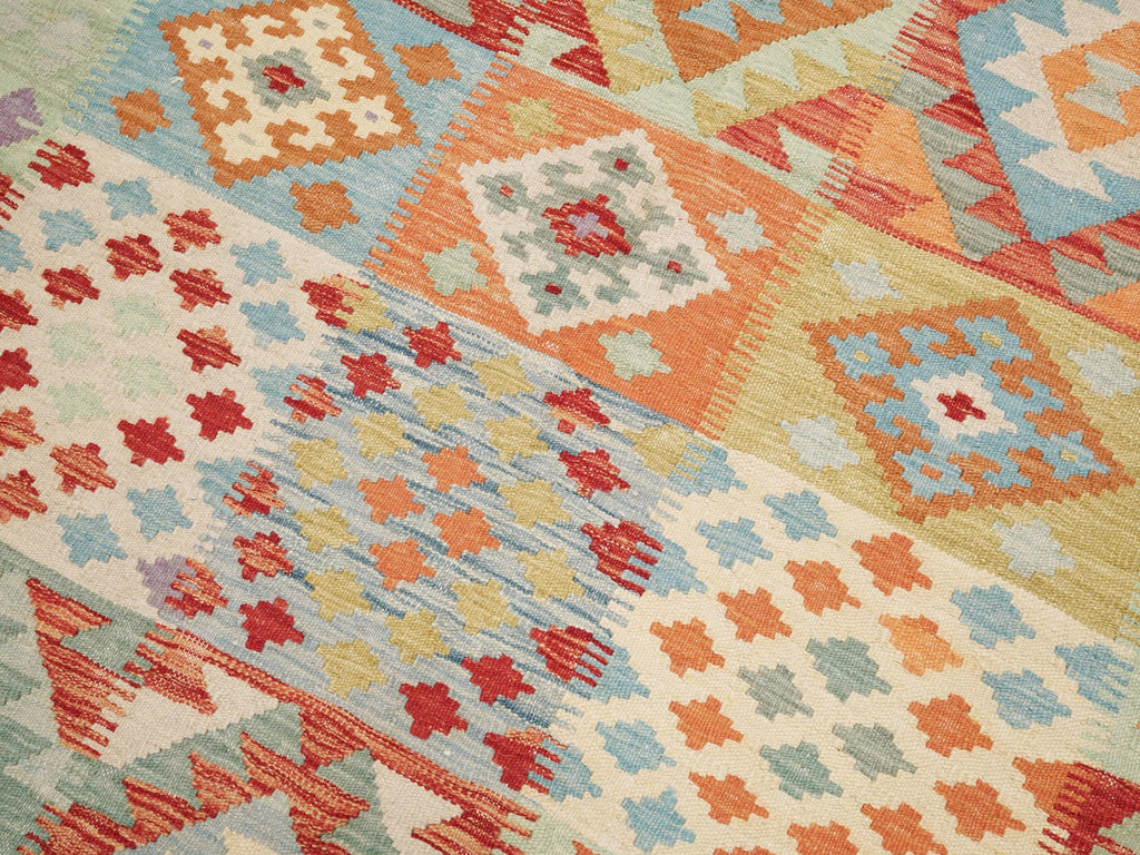 5x6 Ft Orange Kilim Rug - Afghan Flat Weave