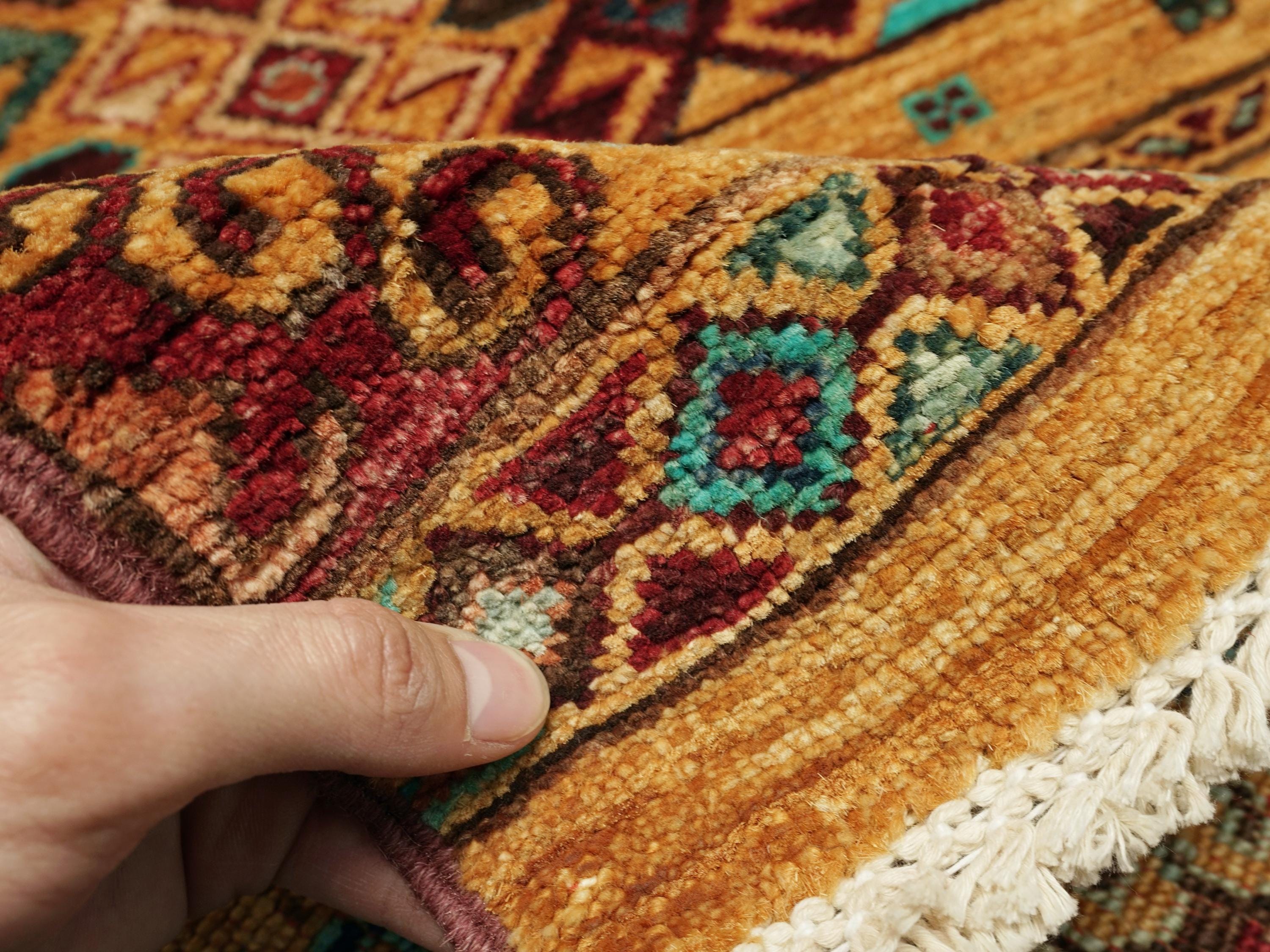 3x4 Ft Orange Khorjin Rug - Afghan Handmade Wool Rug