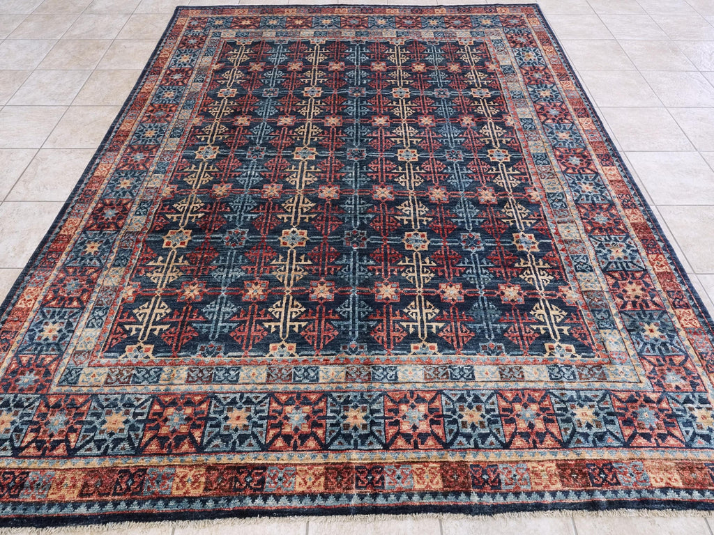 8x10 Ft Blue Heriz Rug - Hand Knotted Oriental Area Rug