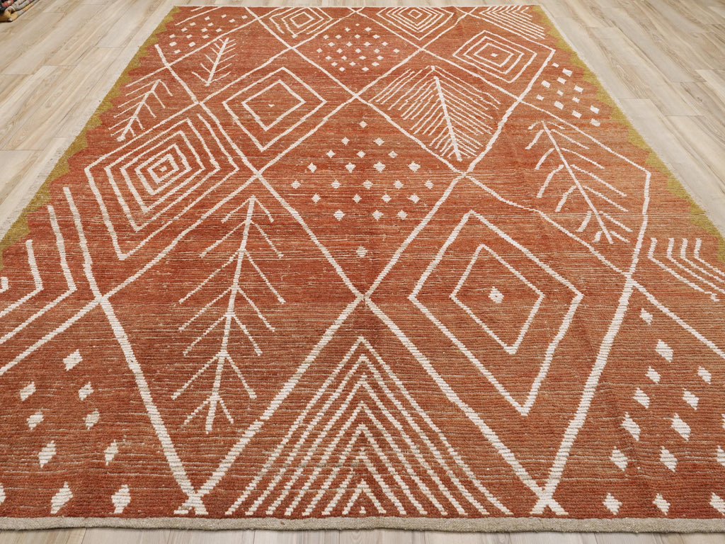 9x12 Ft Rustic Red Moroccan Rug - Hand Knotted Area Rug