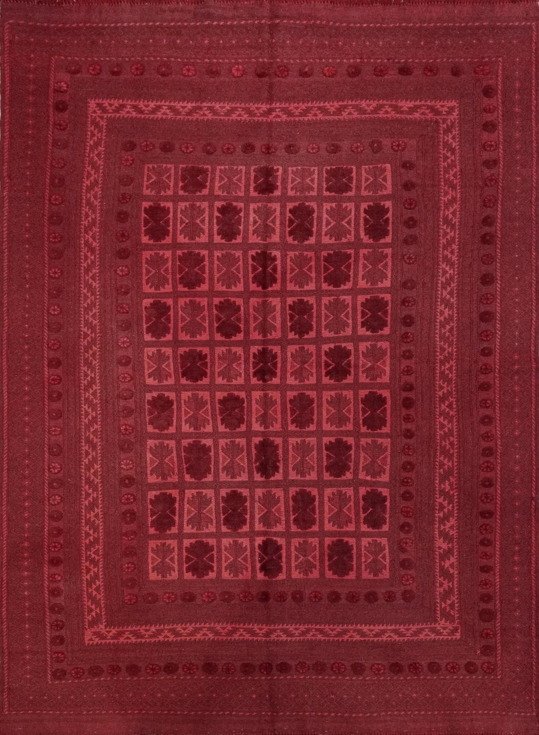 Vintage Red Tribal Kilim Rug - 6x8 Ft Hand Knotted Afghan Wool