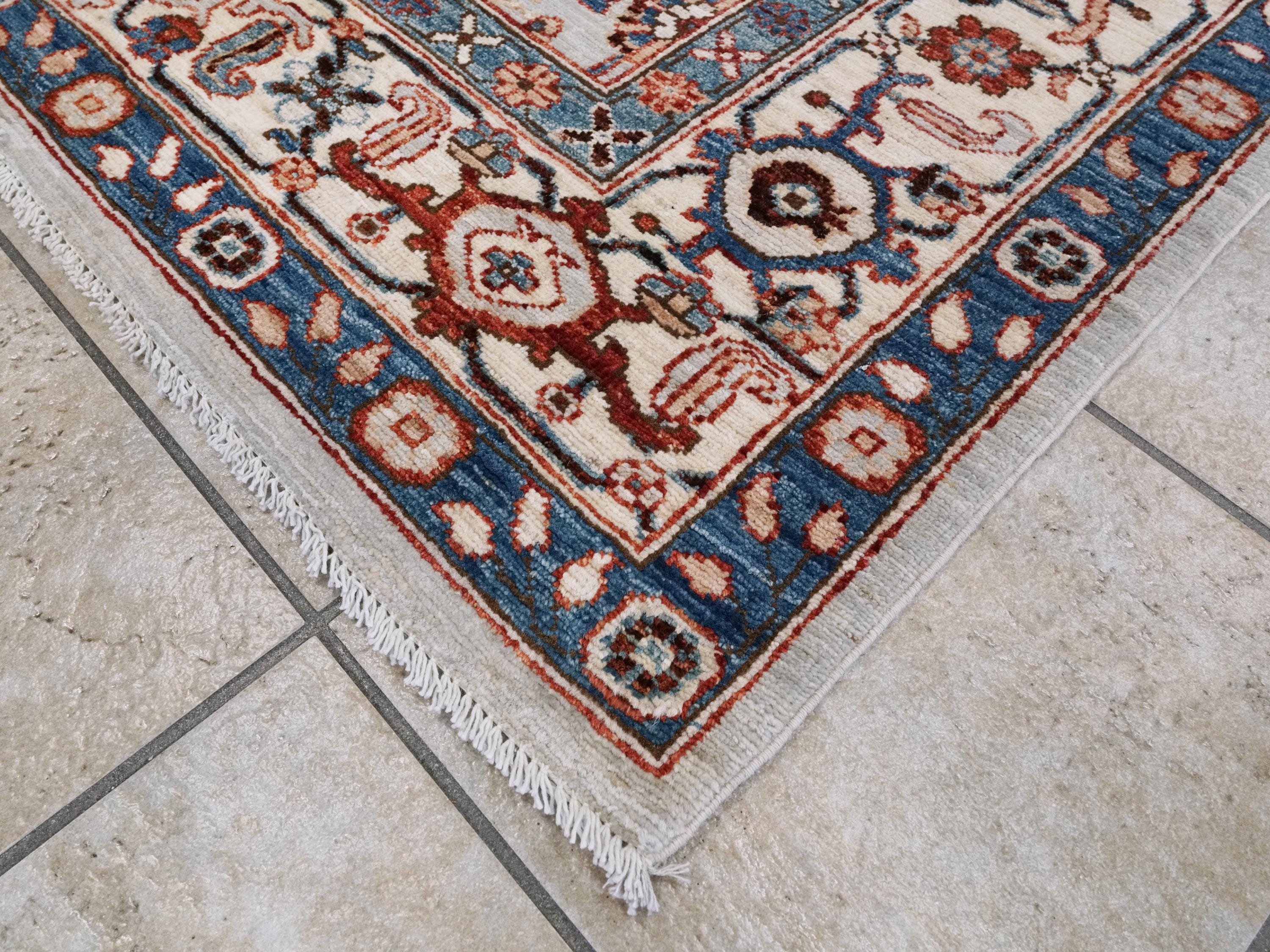 6x9 Ft Light Gray Serapi Rug - Oriental Area Rug - Persian Design