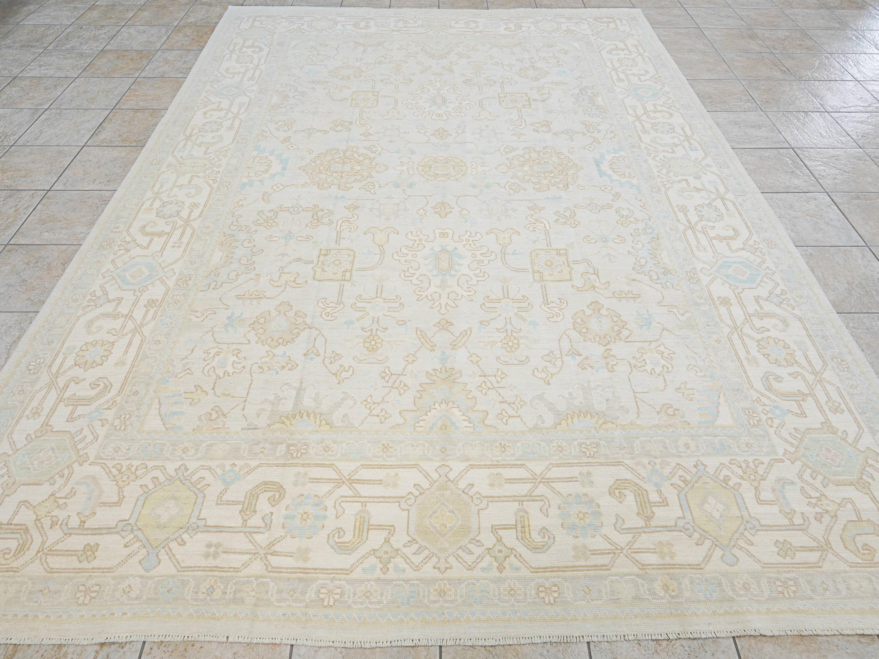 9x12 Ft Light Brown Oushak Rug - Handmade Area Rug