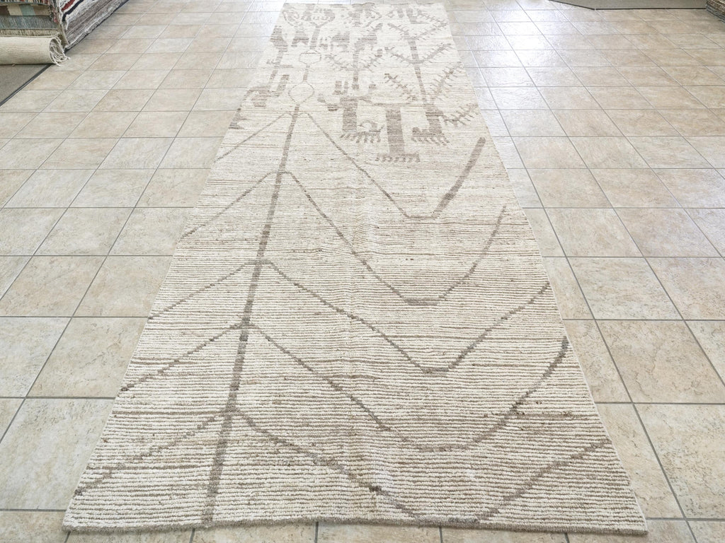 5x16 Ft Beige Moroccan Runner Rug - Hand-Knotted Afghan Wool