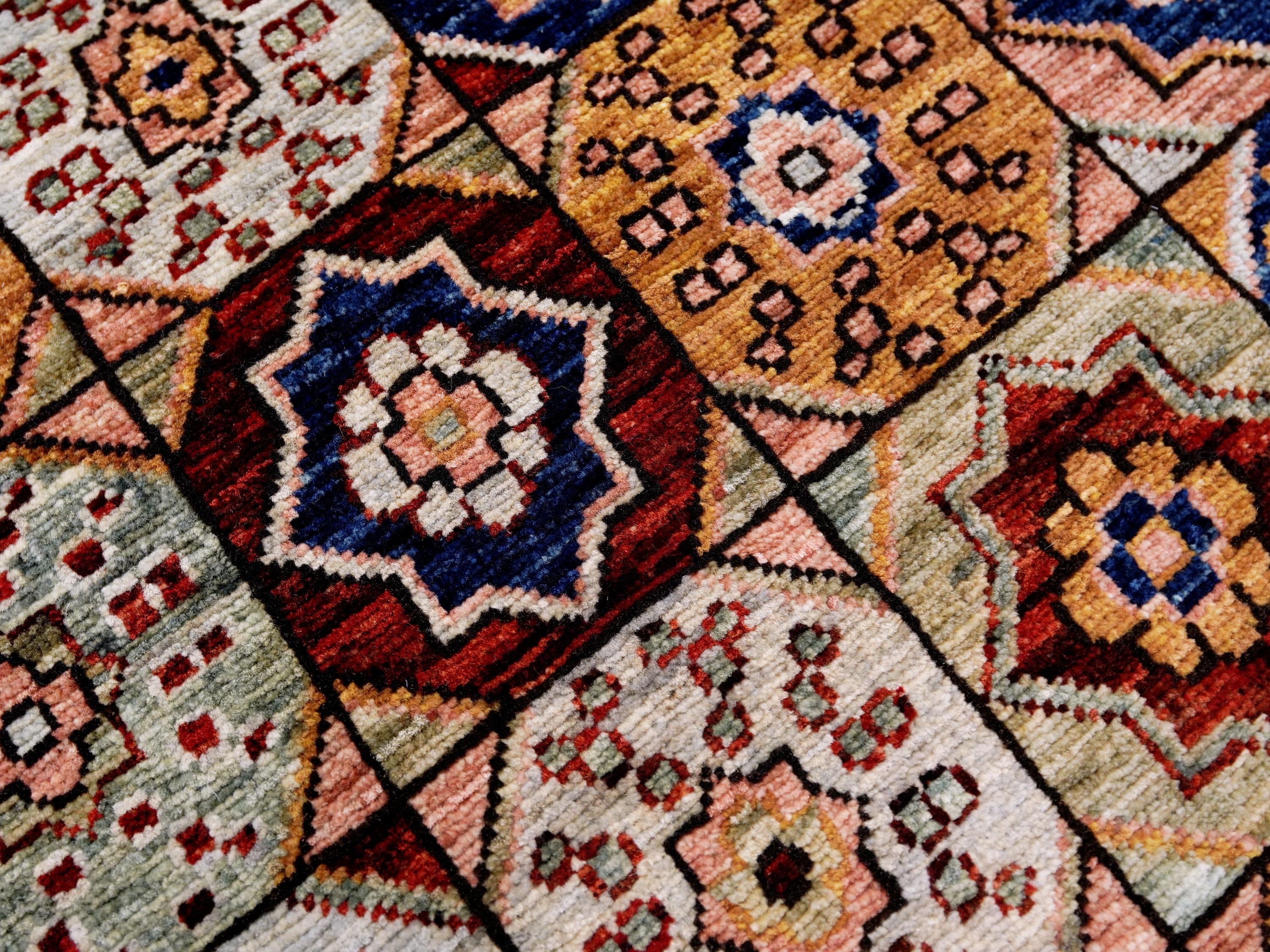 2x5 Ft Peach Orange Heriz Rug - Hand Knotted Small Runner