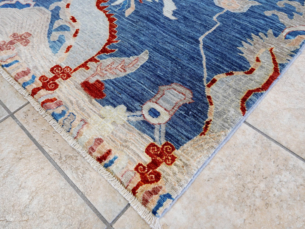 9x12 Ft Blue Dragon Rug - Afghan Oriental Area Rug