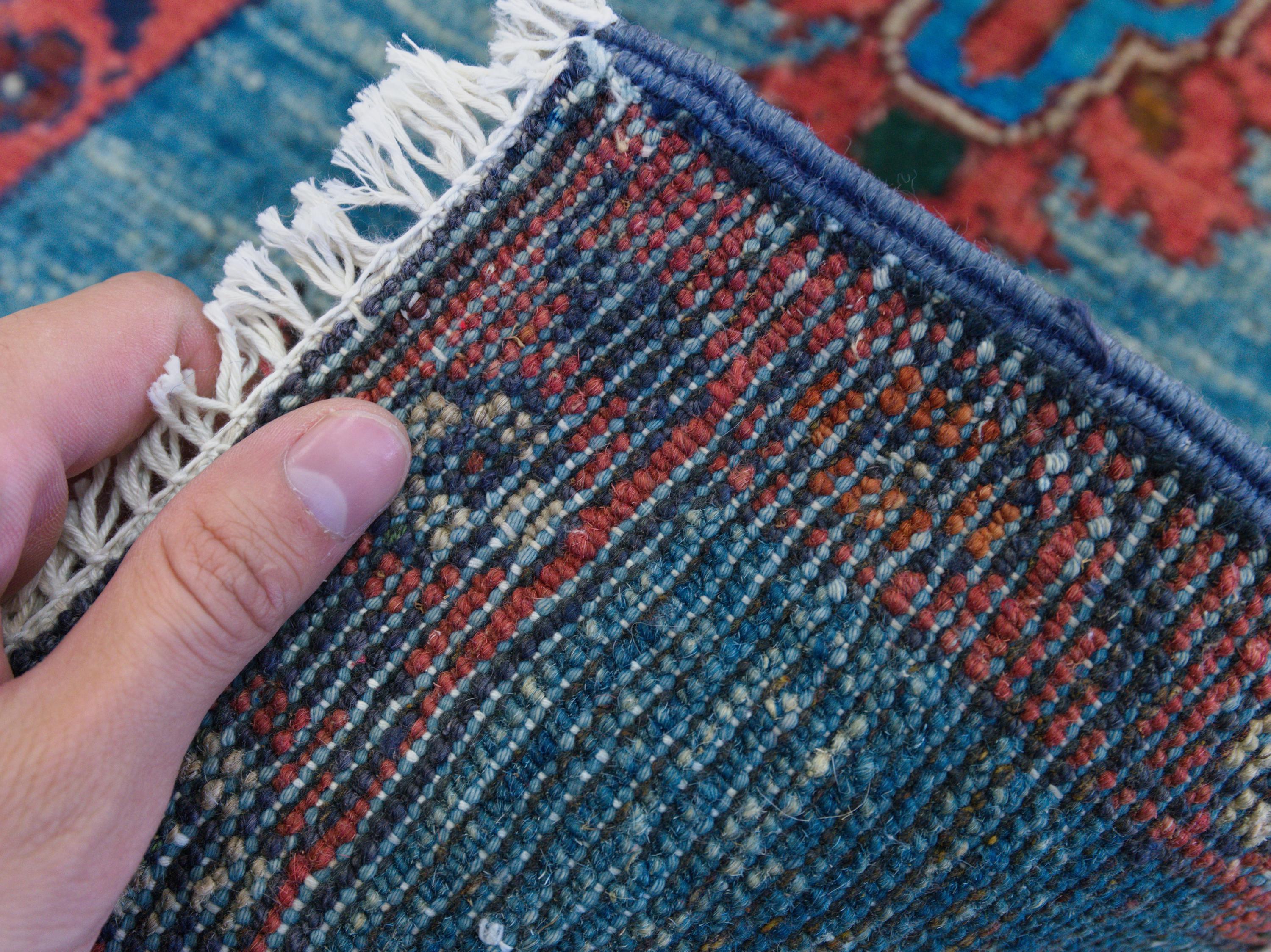 1x2 Ft Blue & Red Serapi Rug - Floral Accent Rug