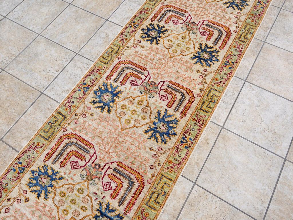 10 Ft Beige Serapi Runner Rug - Hand Knotted Hallway Rug - Persian Design
