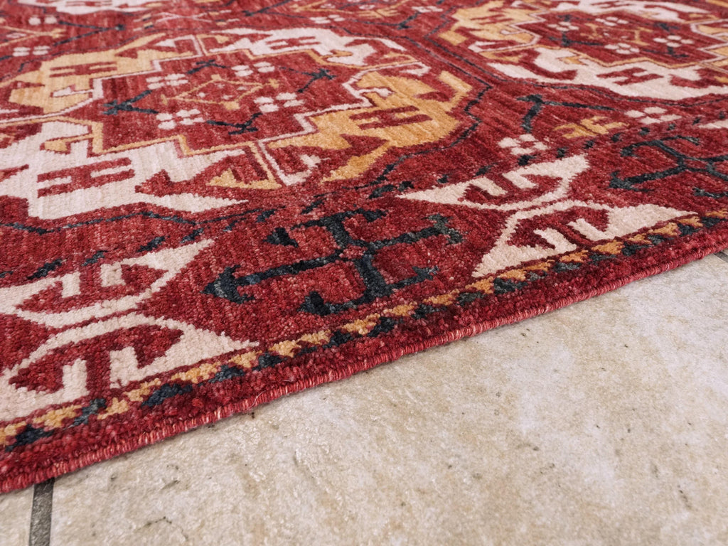 9x12 Ft Red Ersari Rug - Hand Knotted Oriental Rug - Turkmen Design