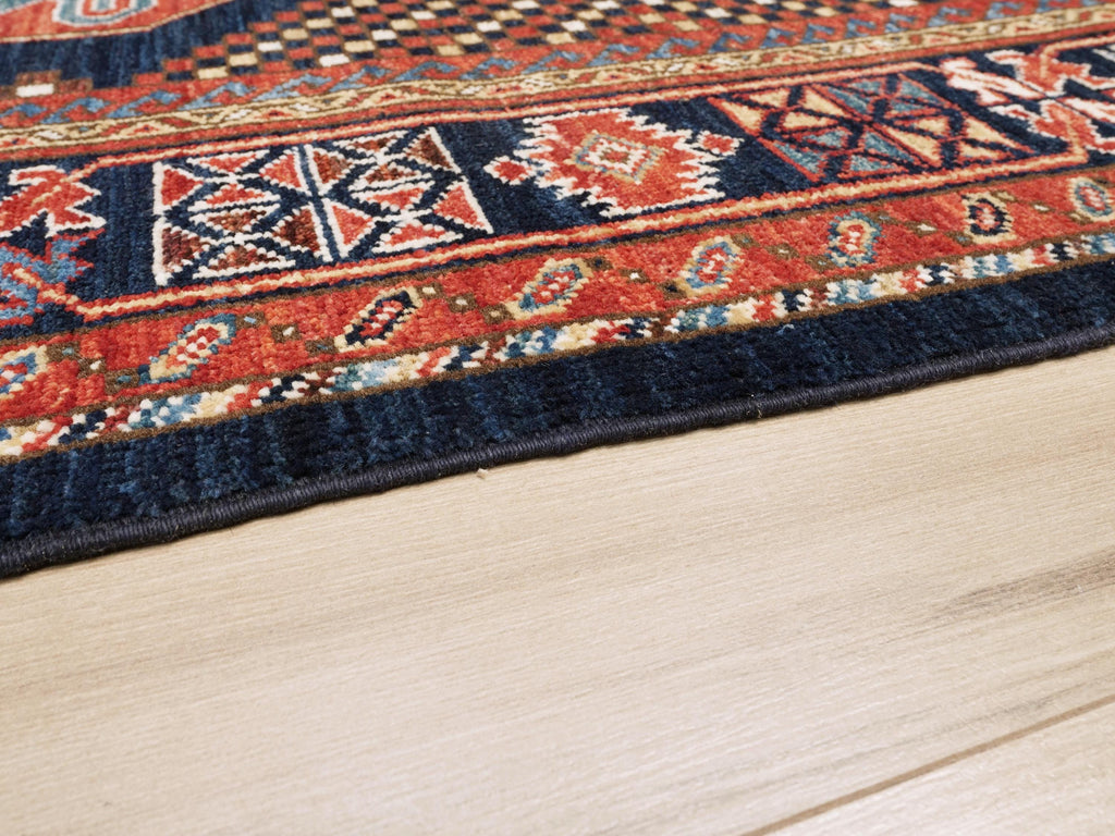 6x9 Ft Blue Heriz Rug - Hand Knotted Afghan Wool Rug