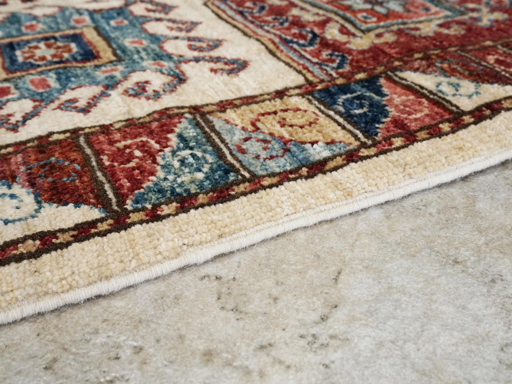 5x8 Ft Red & Beige Heriz Rug - Geometric Oriental Rug