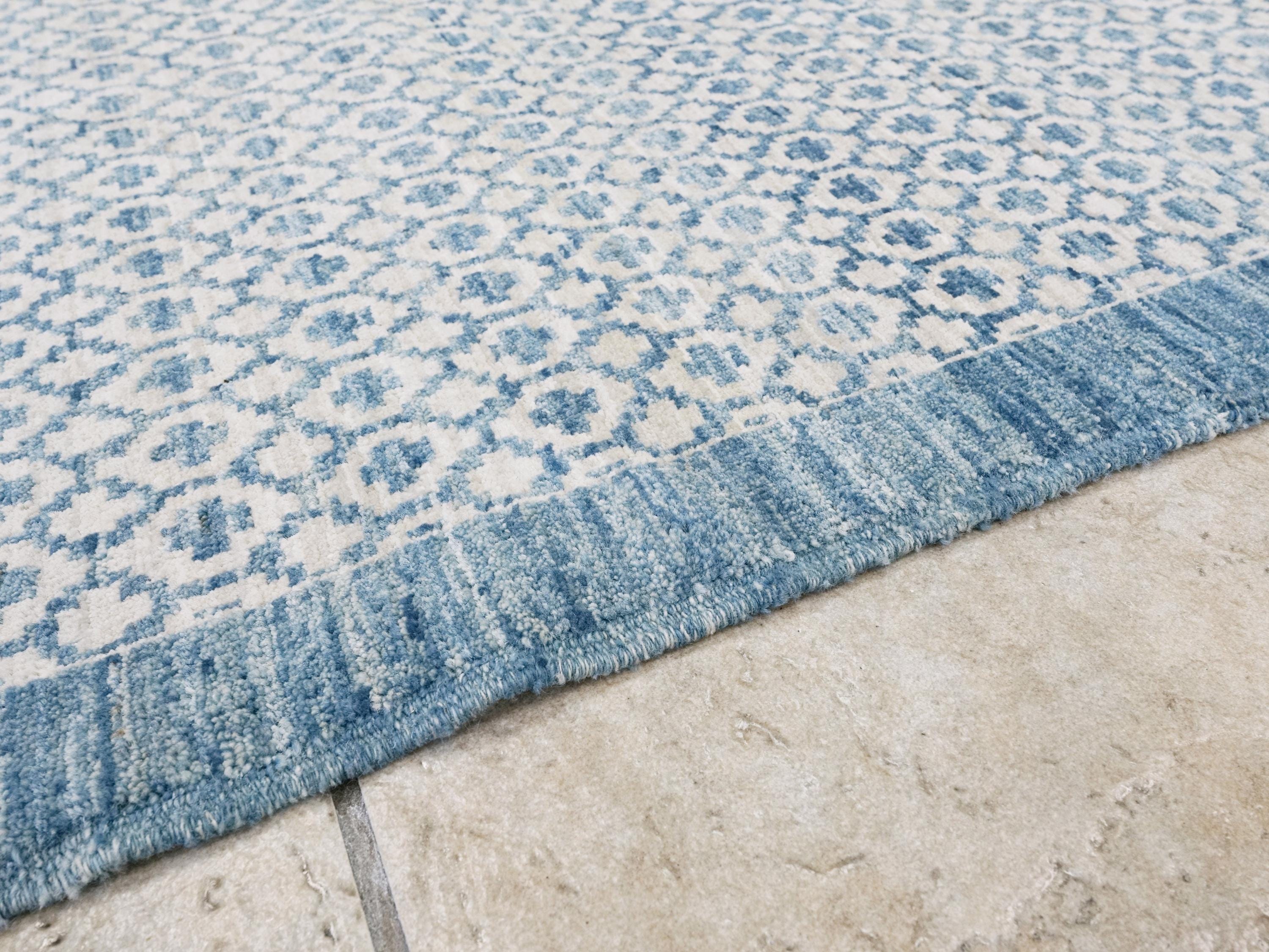 8x10 Ft Blue Gabbeh Rug - Hand Knotted Ghazni Wool Rug