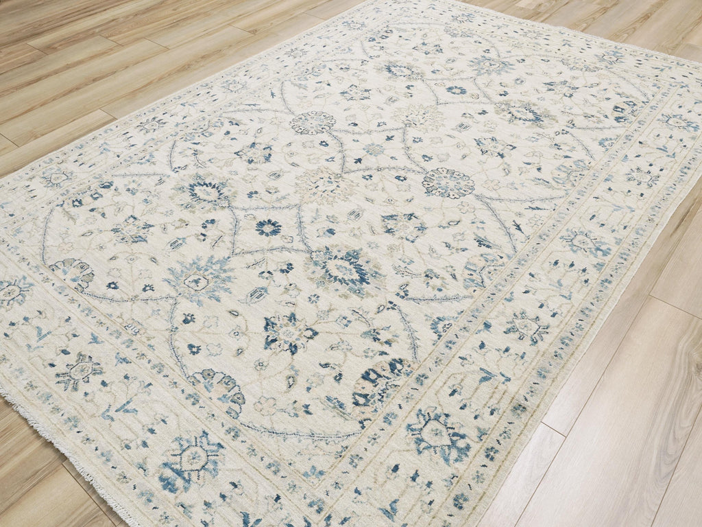 6x9 Ft White Serapi Rug - Afghan Handmade Floral Rug