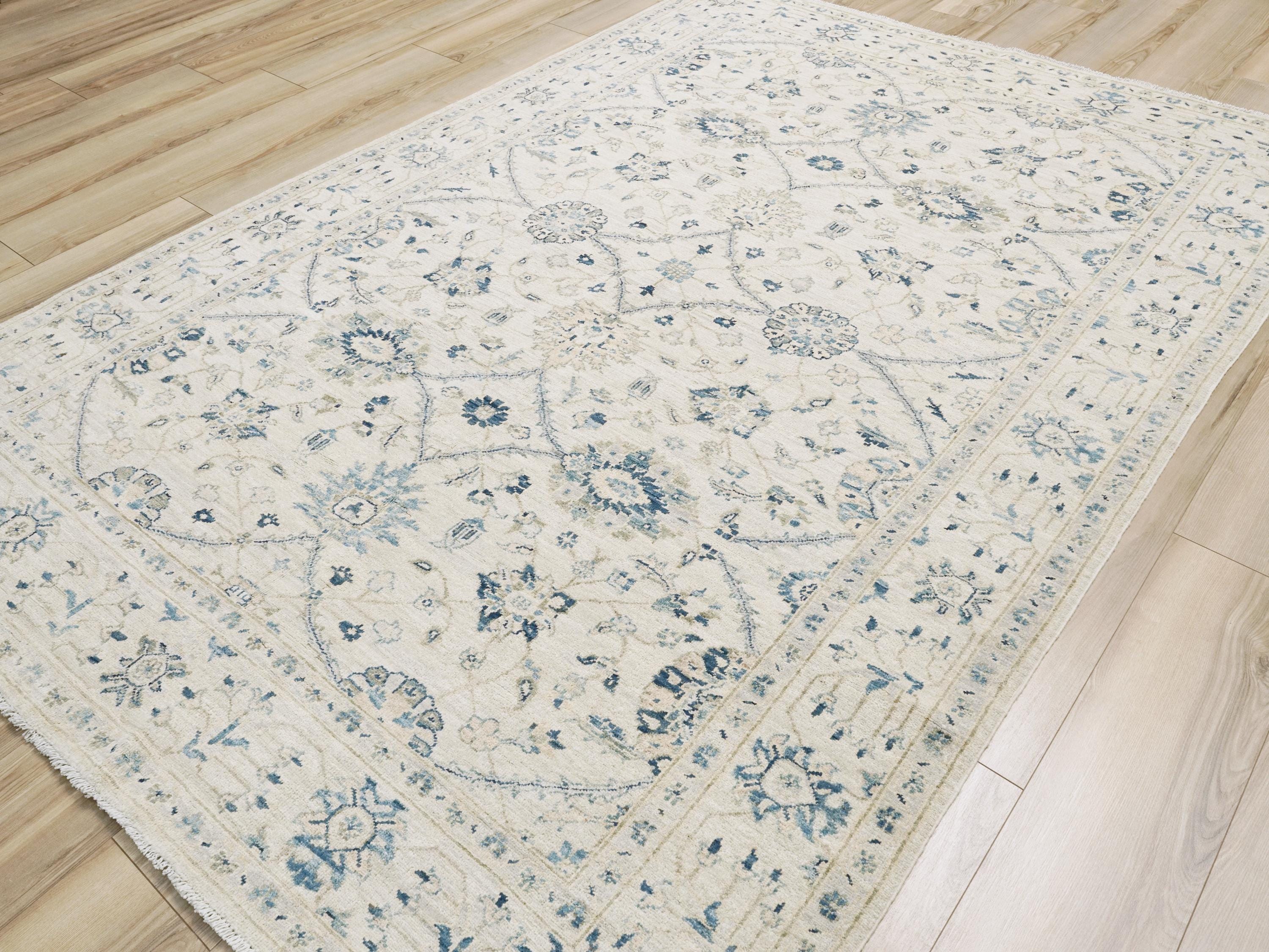 6x9 Ft White Serapi Rug - Afghan Handmade Floral Rug