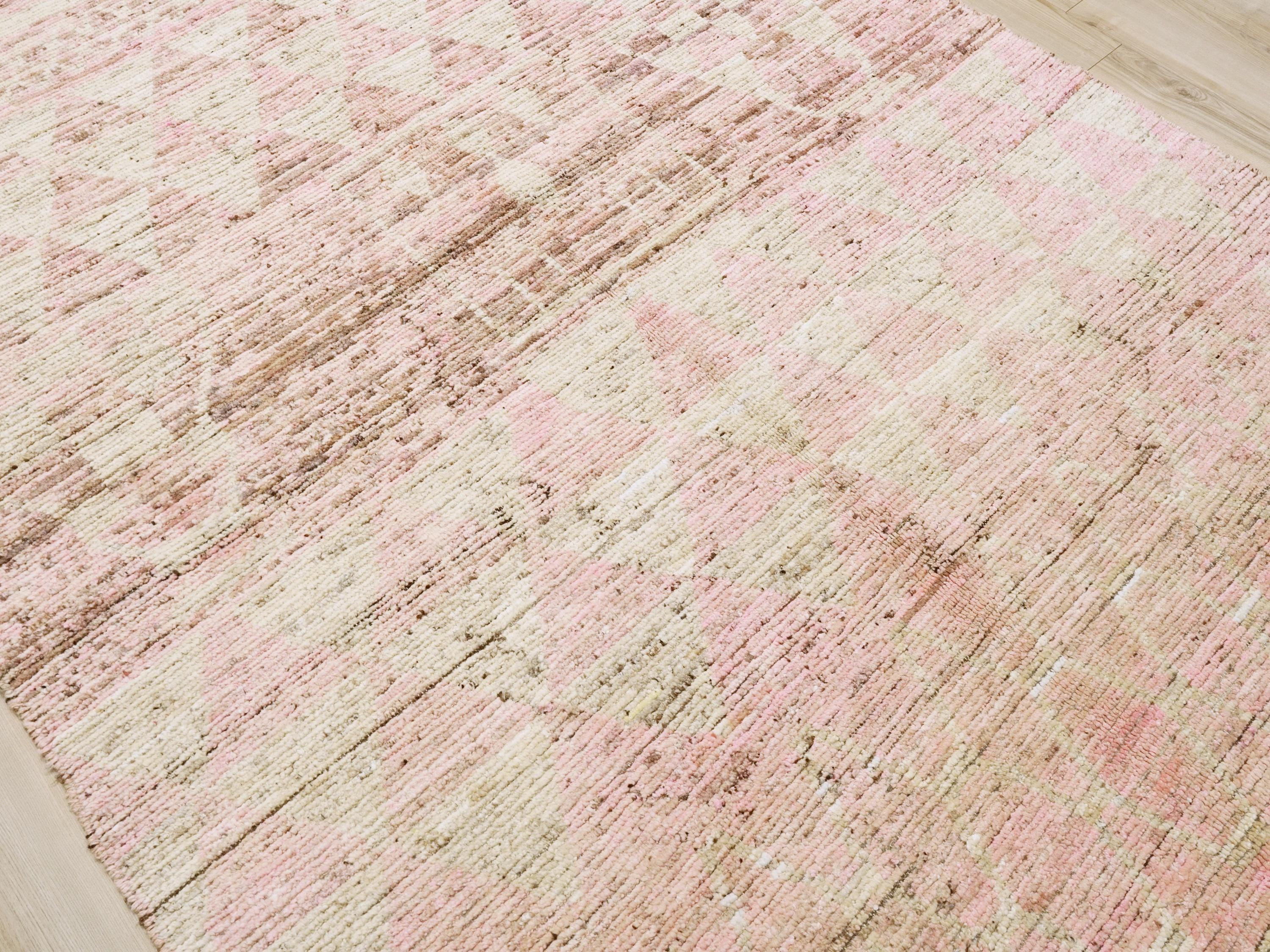 6x9 Ft Pink Moroccan Rug - Afghan Handmade Area Rug